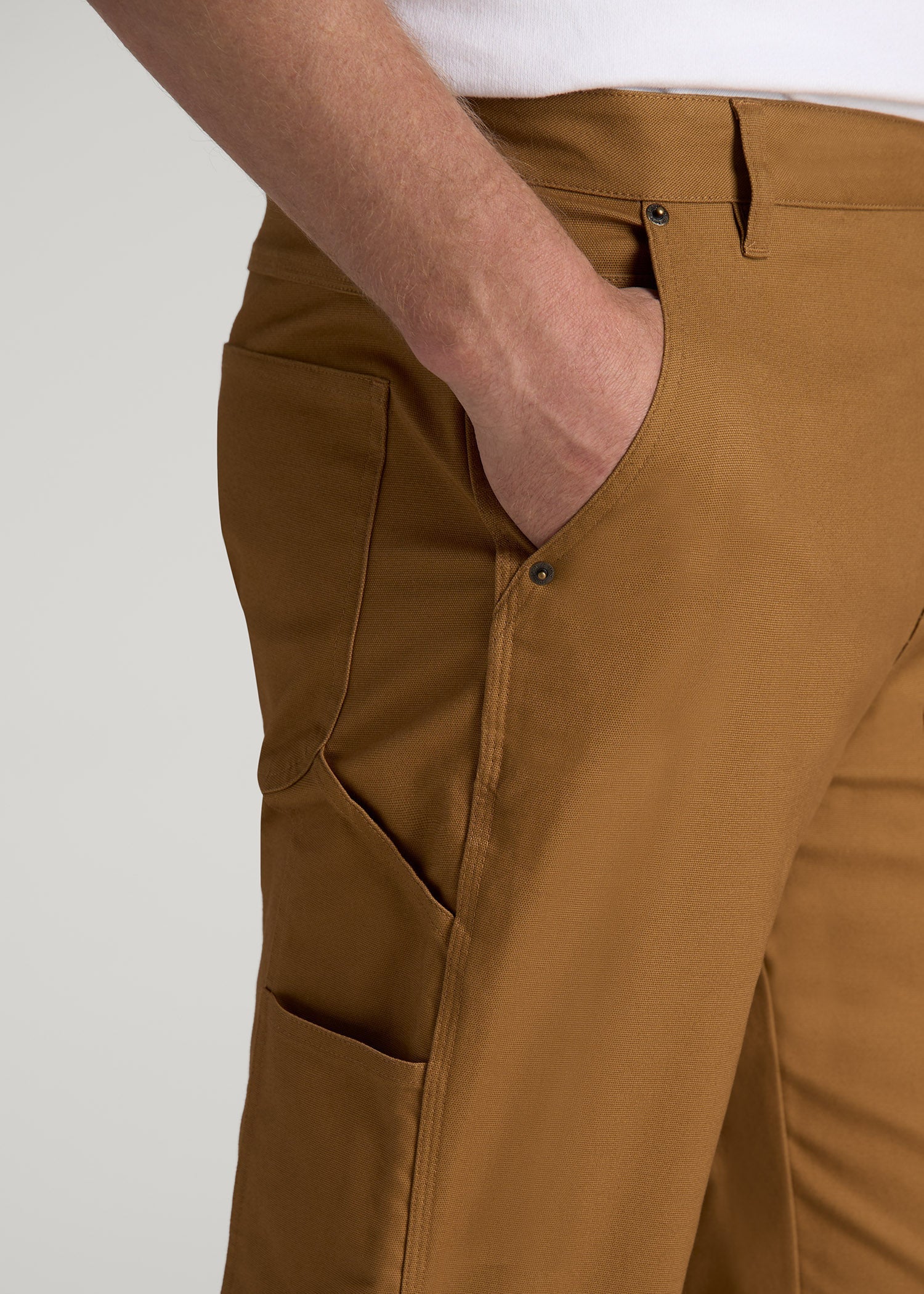 American Tall Men LJ&S Stretch Canvas REGULAR-FIT Carpenter's Pants for Tall Men in Dusty Brown