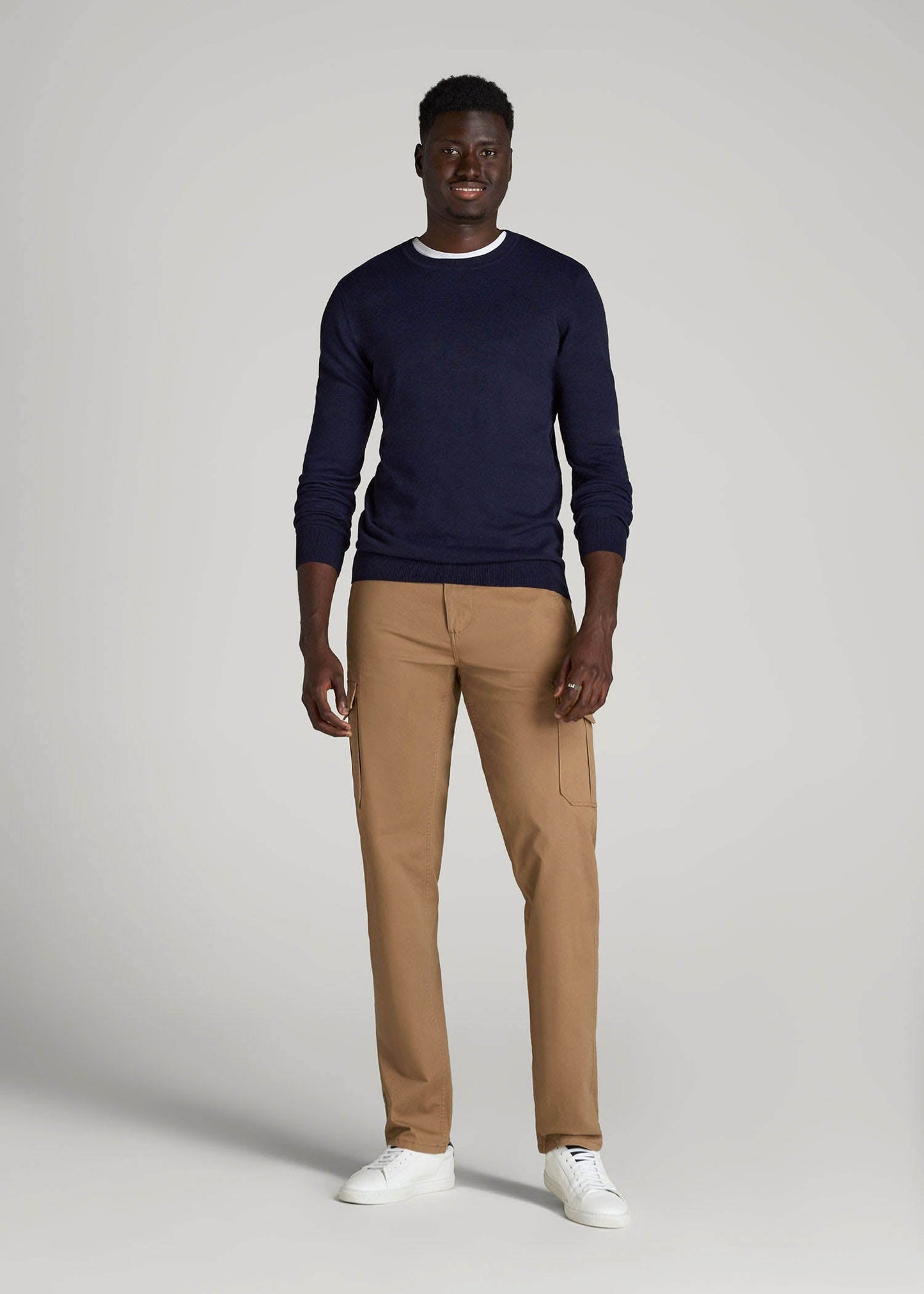 American Tall Men Stretch Twill SLIM-FIT Cargo Pants for Tall Men in Russet Brown