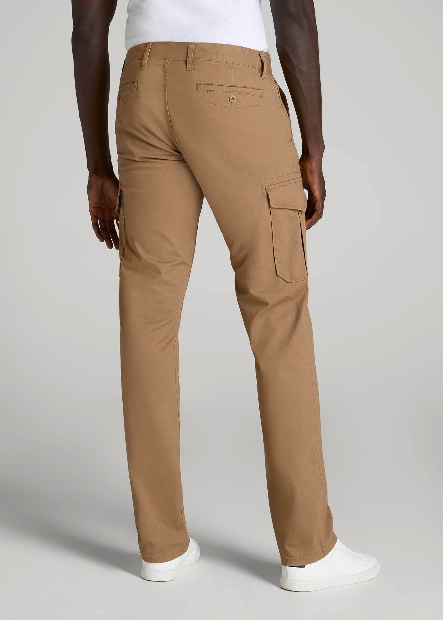 American Tall Men Stretch Twill SLIM-FIT Cargo Pants for Tall Men in Russet Brown