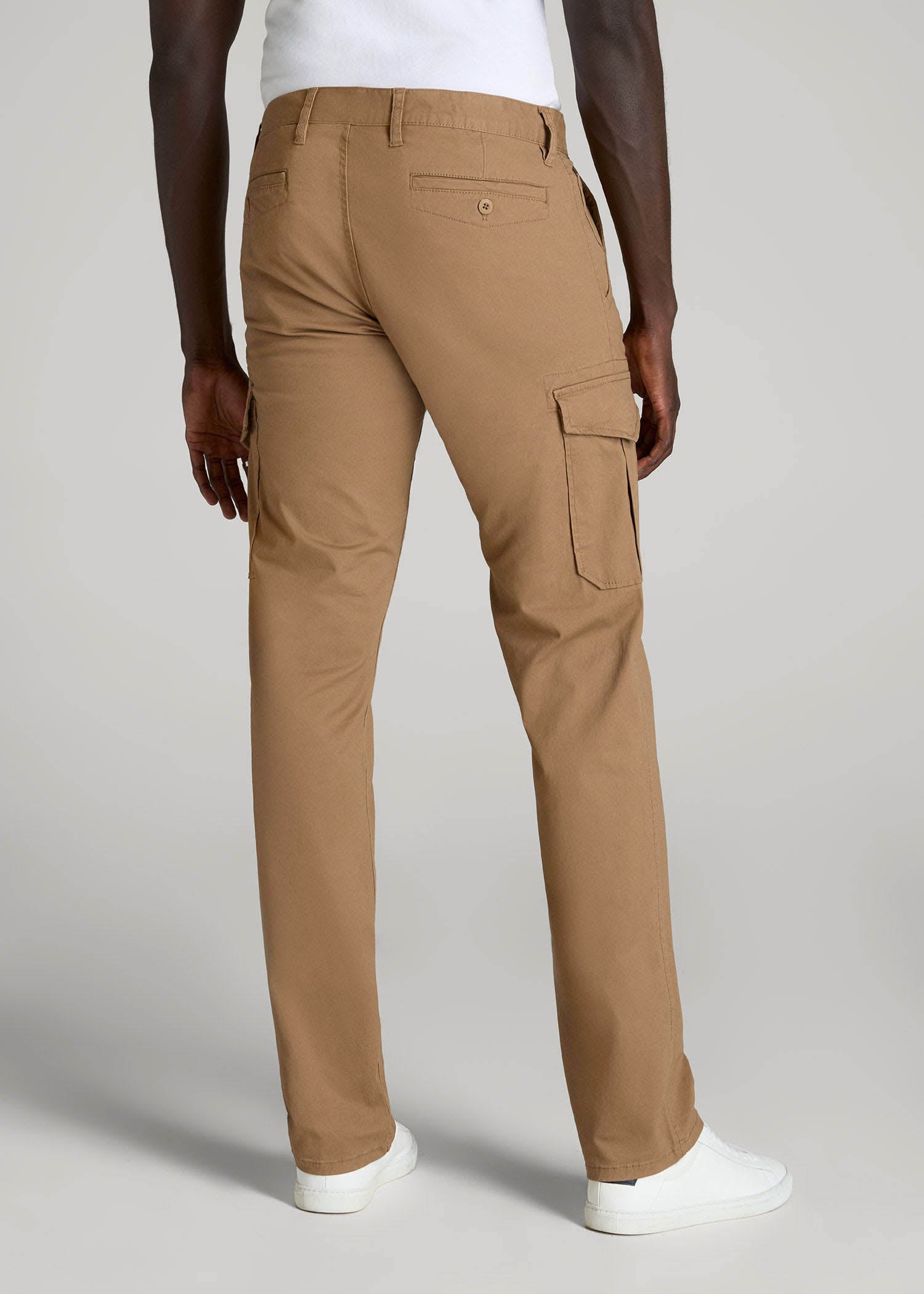 American Tall Men Stretch Twill SLIM-FIT Cargo Pants for Tall Men in Russet Brown