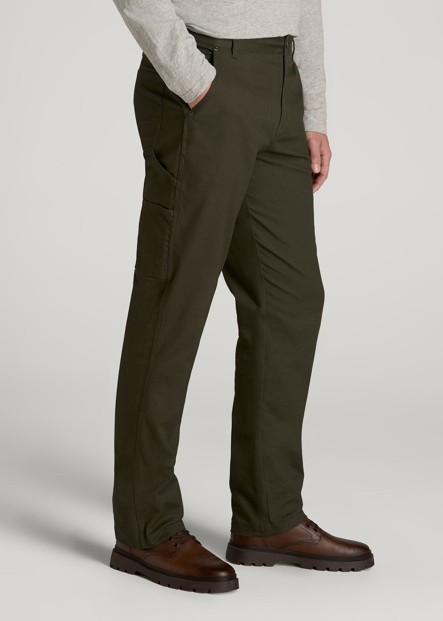 American Tall Men LJ&S Stretch Canvas REGULAR-FIT Carpenter's Pants for Tall Men in Thyme Green
