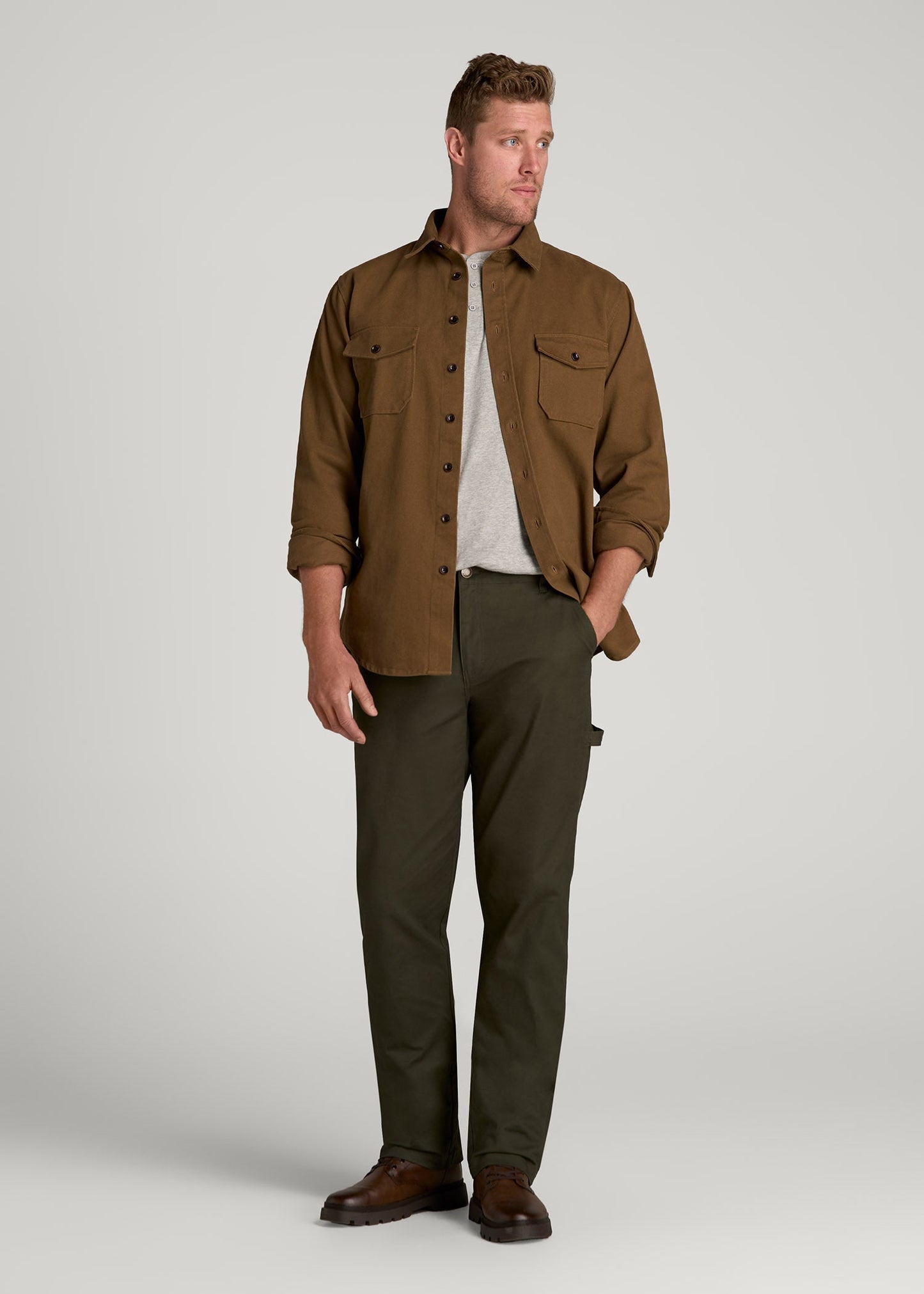 American Tall Men LJ&S Stretch Canvas REGULAR-FIT Carpenter's Pants for Tall Men in Thyme Green