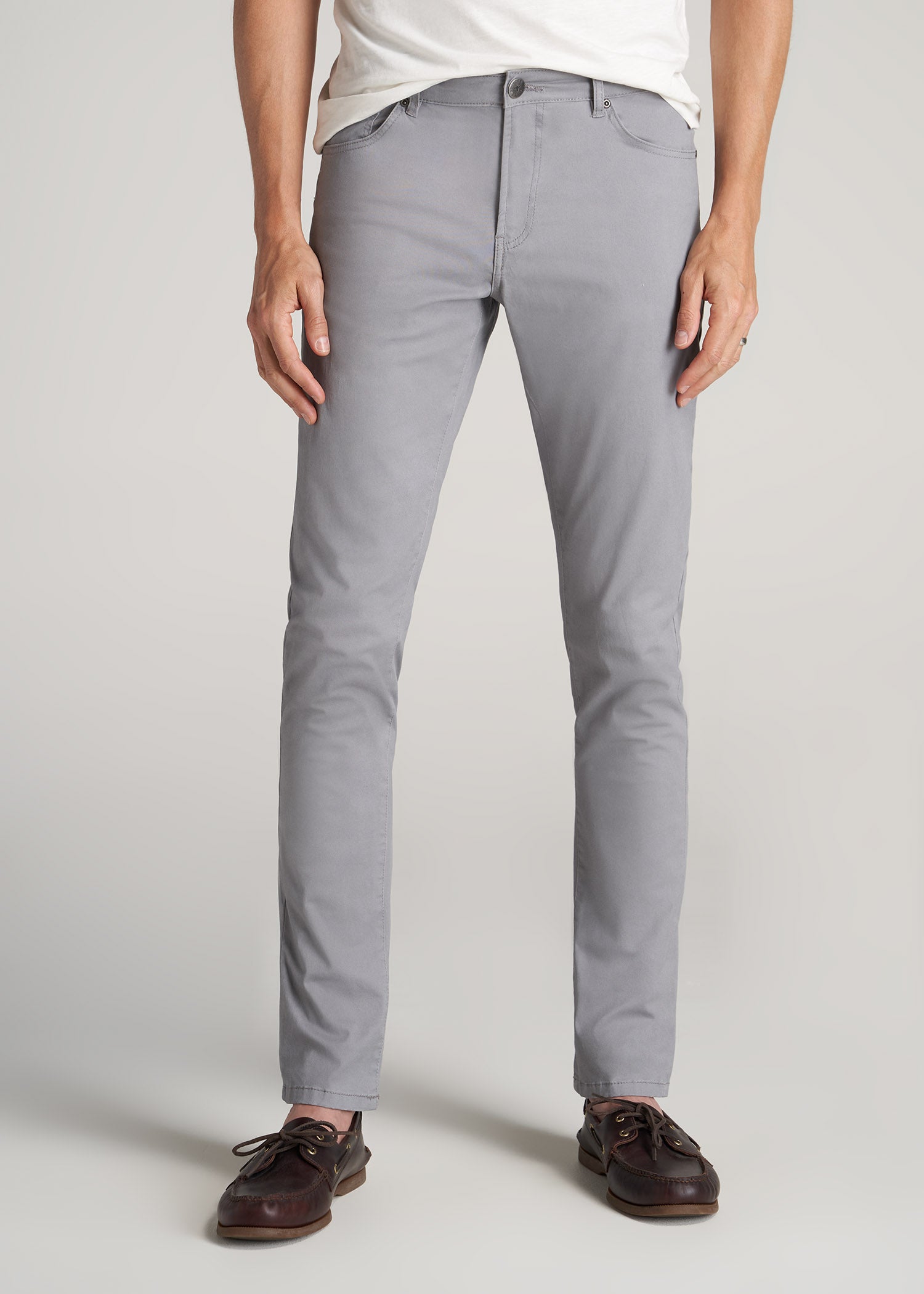 American Tall Men Carman TAPERED Fit Five Pocket Pants for Tall Men in Pebble Grey
