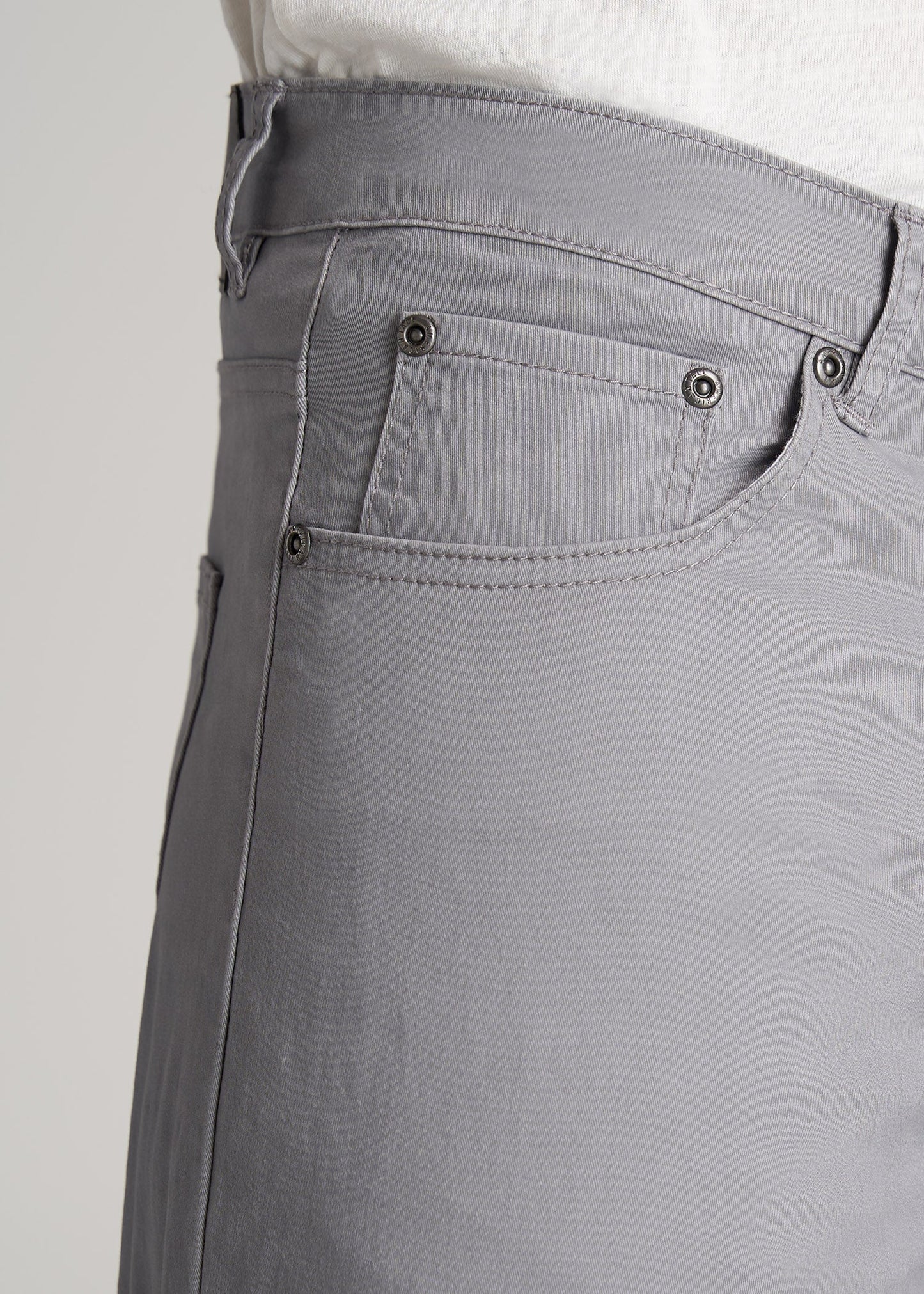 American Tall Men Carman TAPERED Fit Five Pocket Pants for Tall Men in Pebble Grey