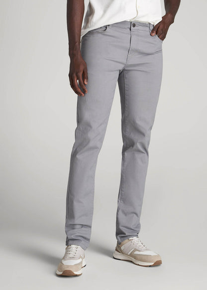 American Tall Men Dylan Slim Fit Five-Pocket Pants For Tall Men in Pebble Grey