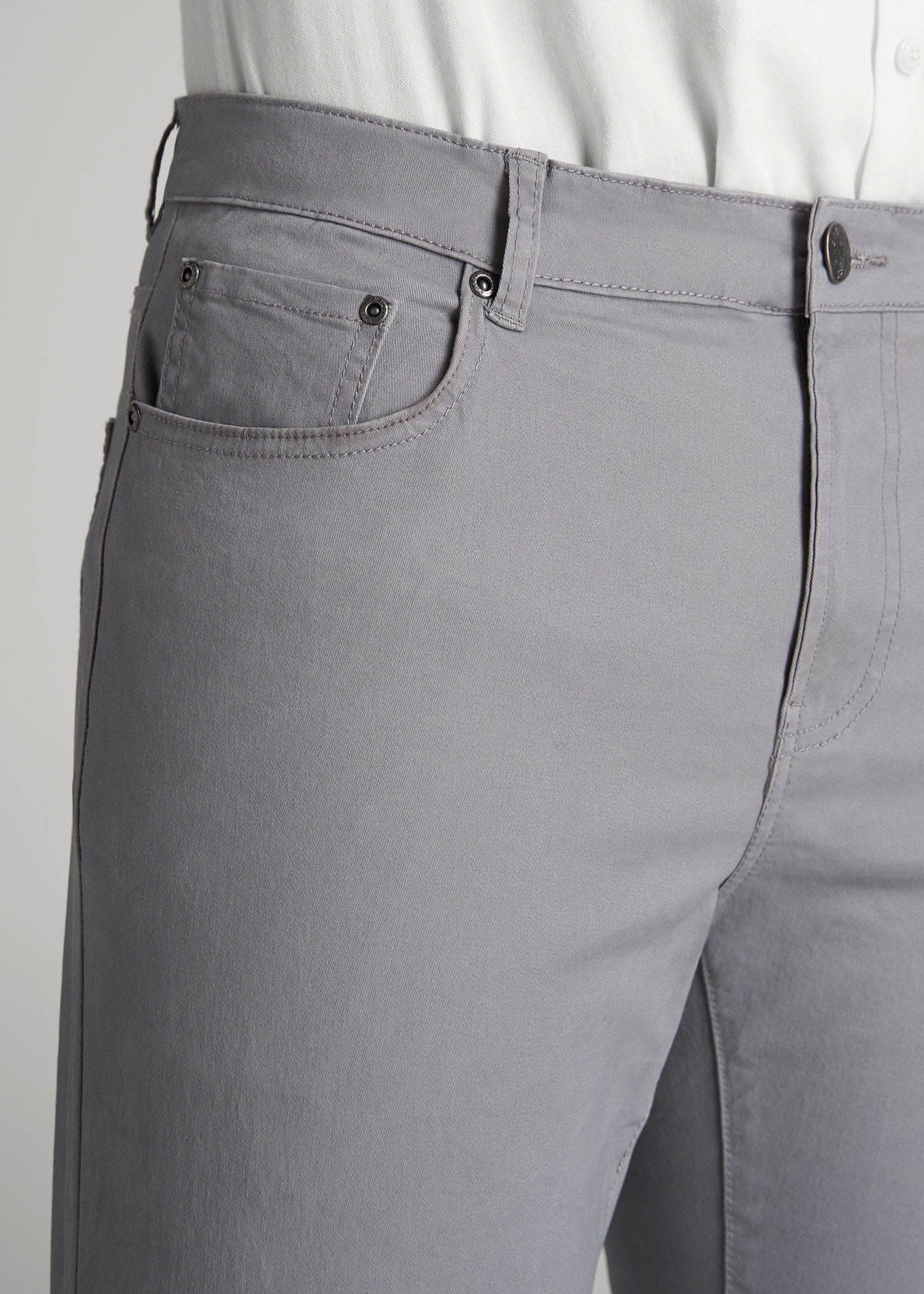 American Tall Men Dylan Slim Fit Five-Pocket Pants For Tall Men in Pebble Grey