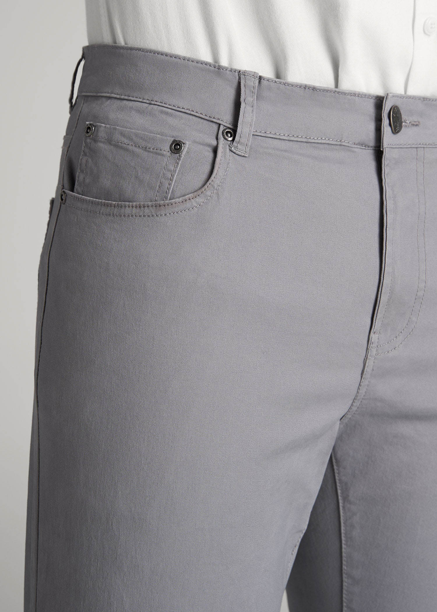American Tall Men Dylan Slim Fit Five-Pocket Pants For Tall Men in Pebble Grey