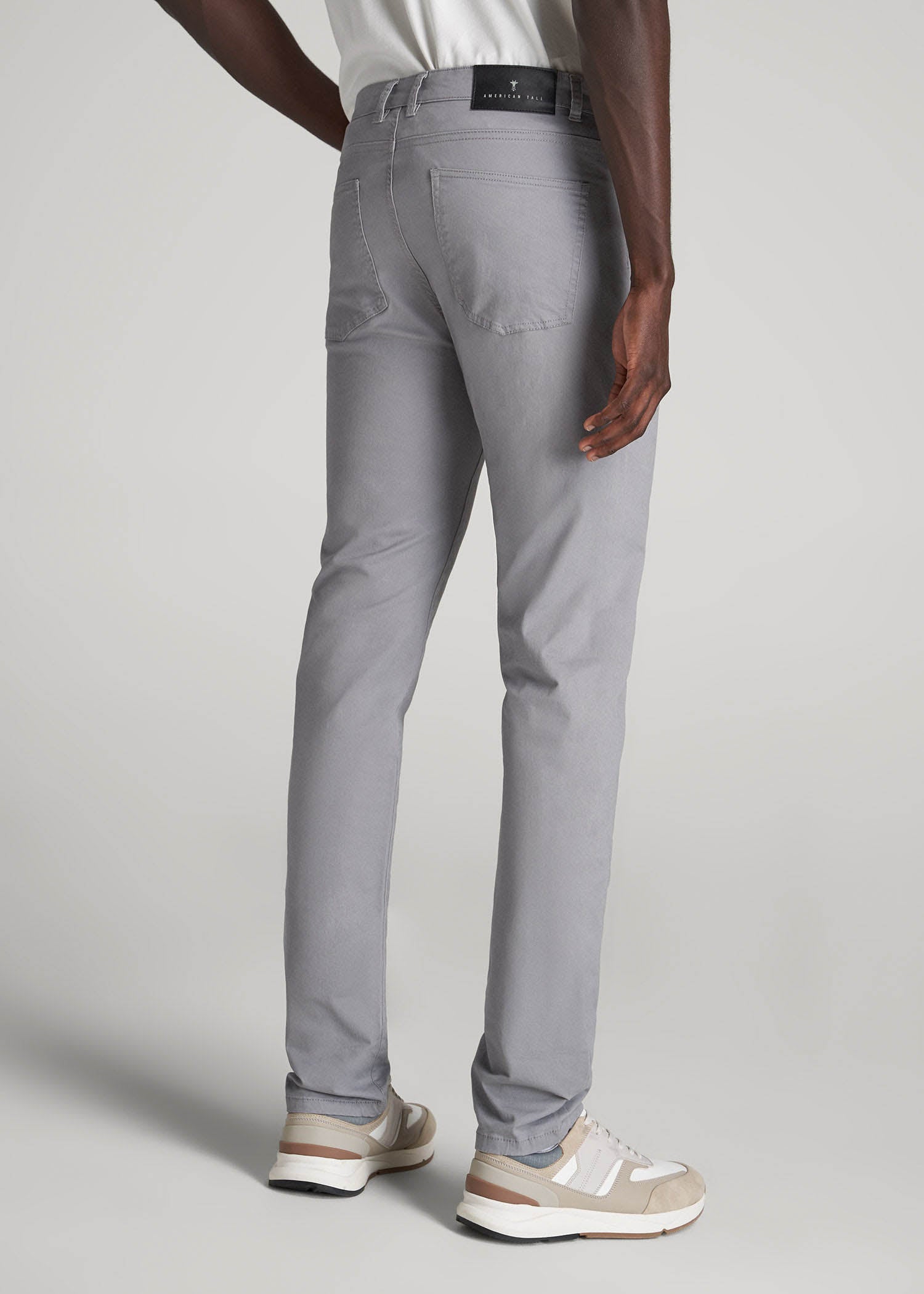 American Tall Men Dylan Slim Fit Five-Pocket Pants For Tall Men in Pebble Grey