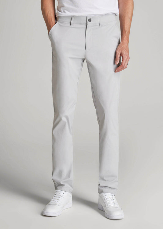American Tall Men TAPERED FIT Traveler Chino Pants for Tall Men in Light Grey