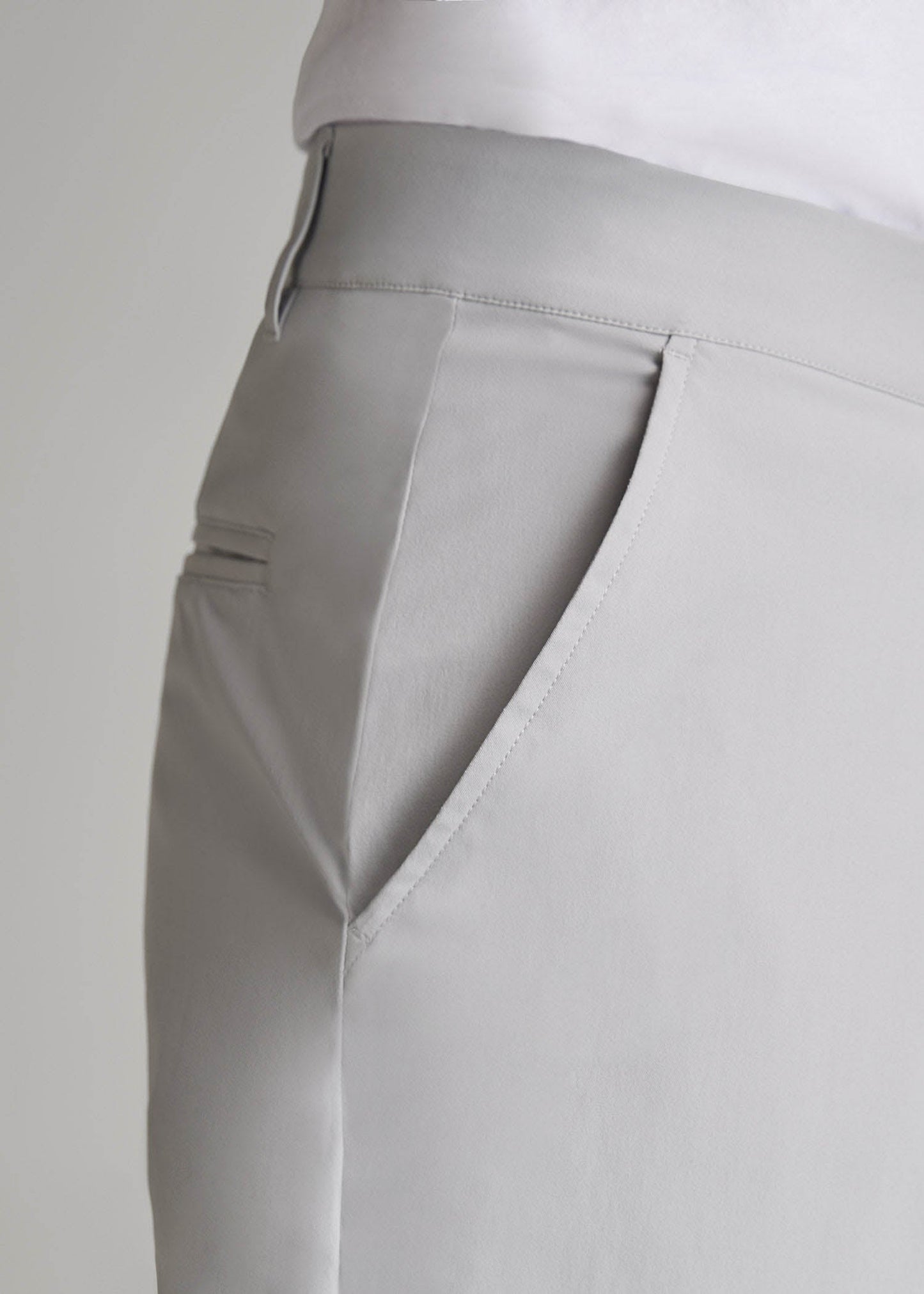 American Tall Men TAPERED FIT Traveler Chino Pants for Tall Men in Light Grey