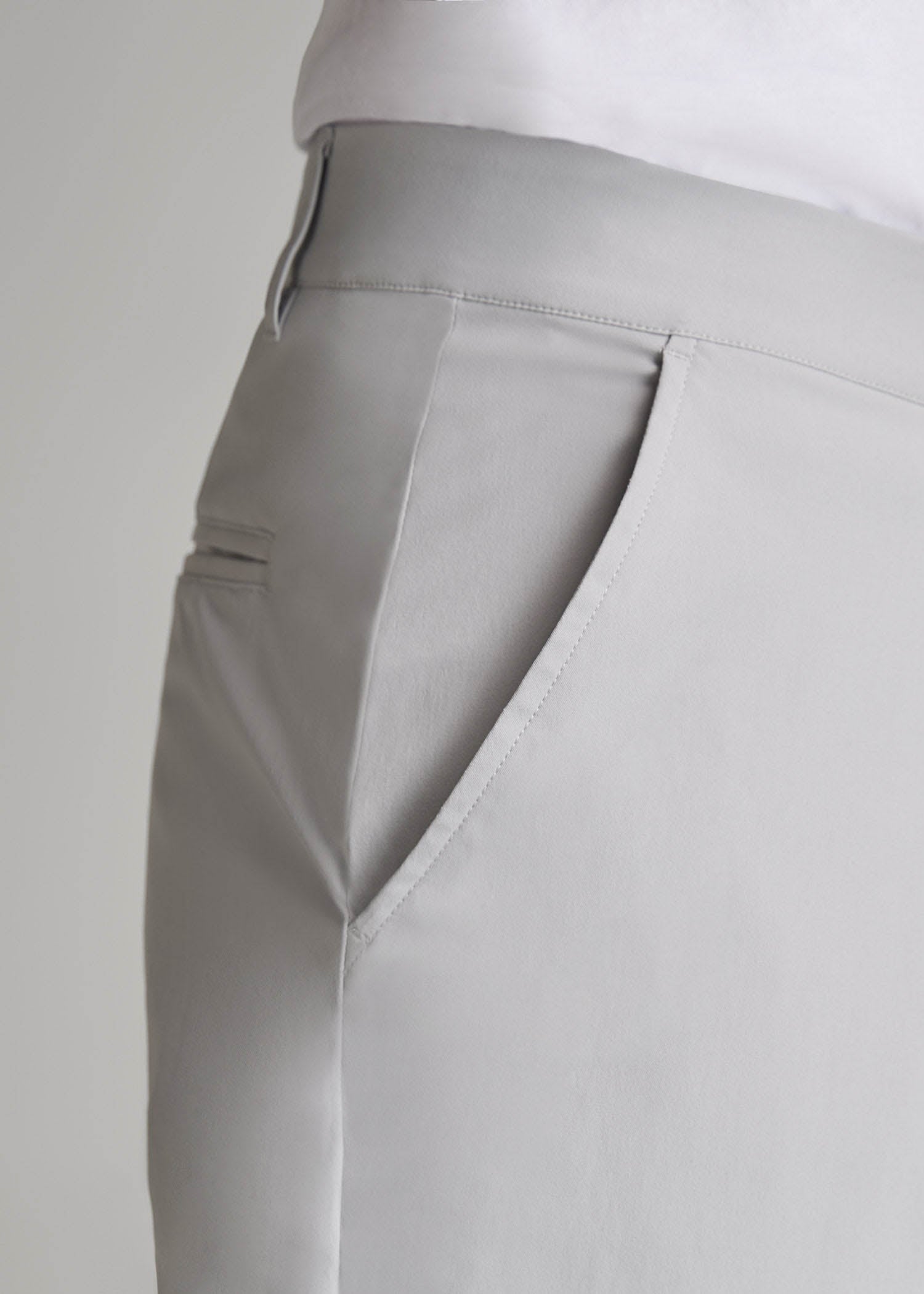 American Tall Men TAPERED FIT Traveler Chino Pants for Tall Men in Light Grey