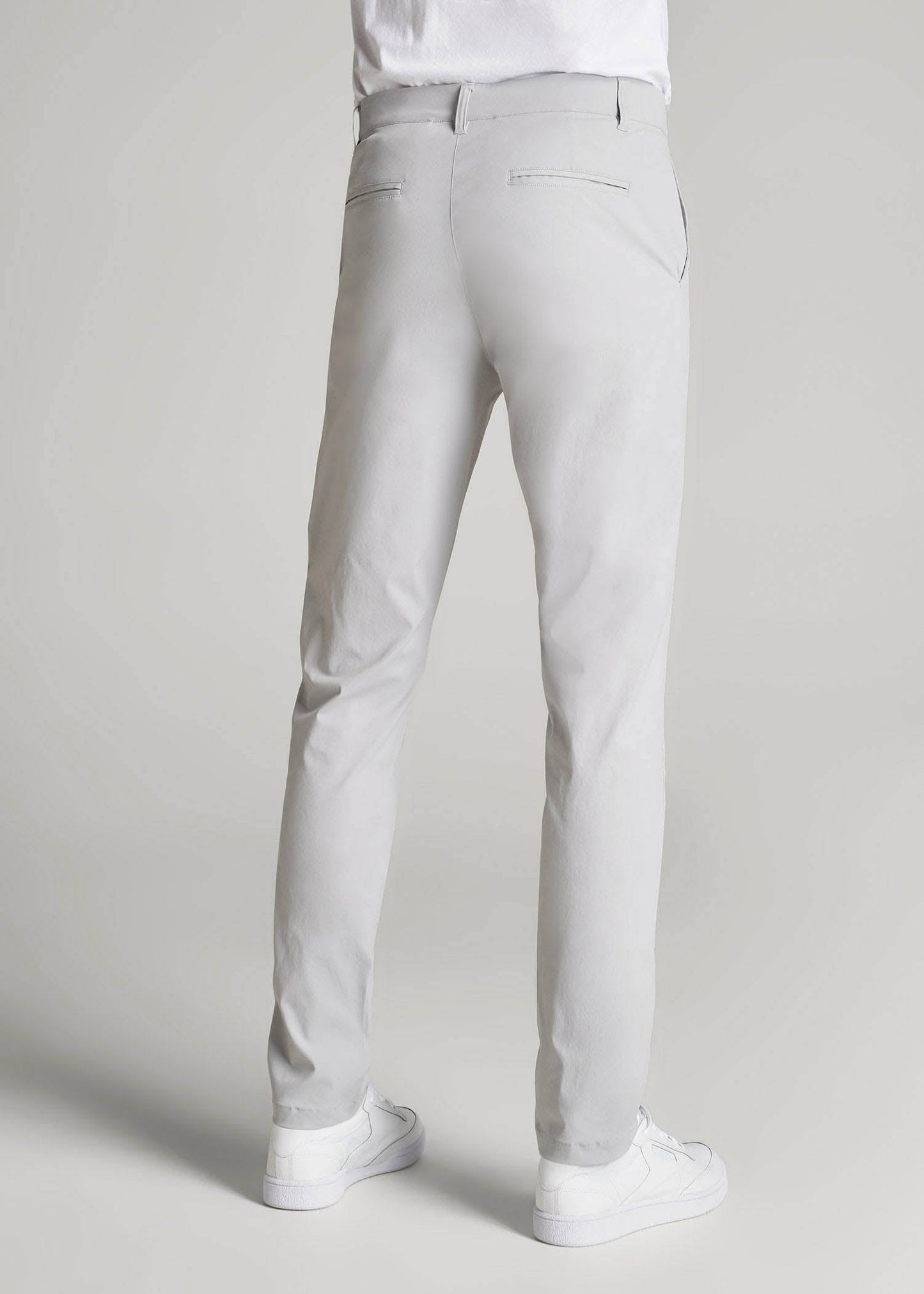 American Tall Men TAPERED FIT Traveler Chino Pants for Tall Men in Light Grey