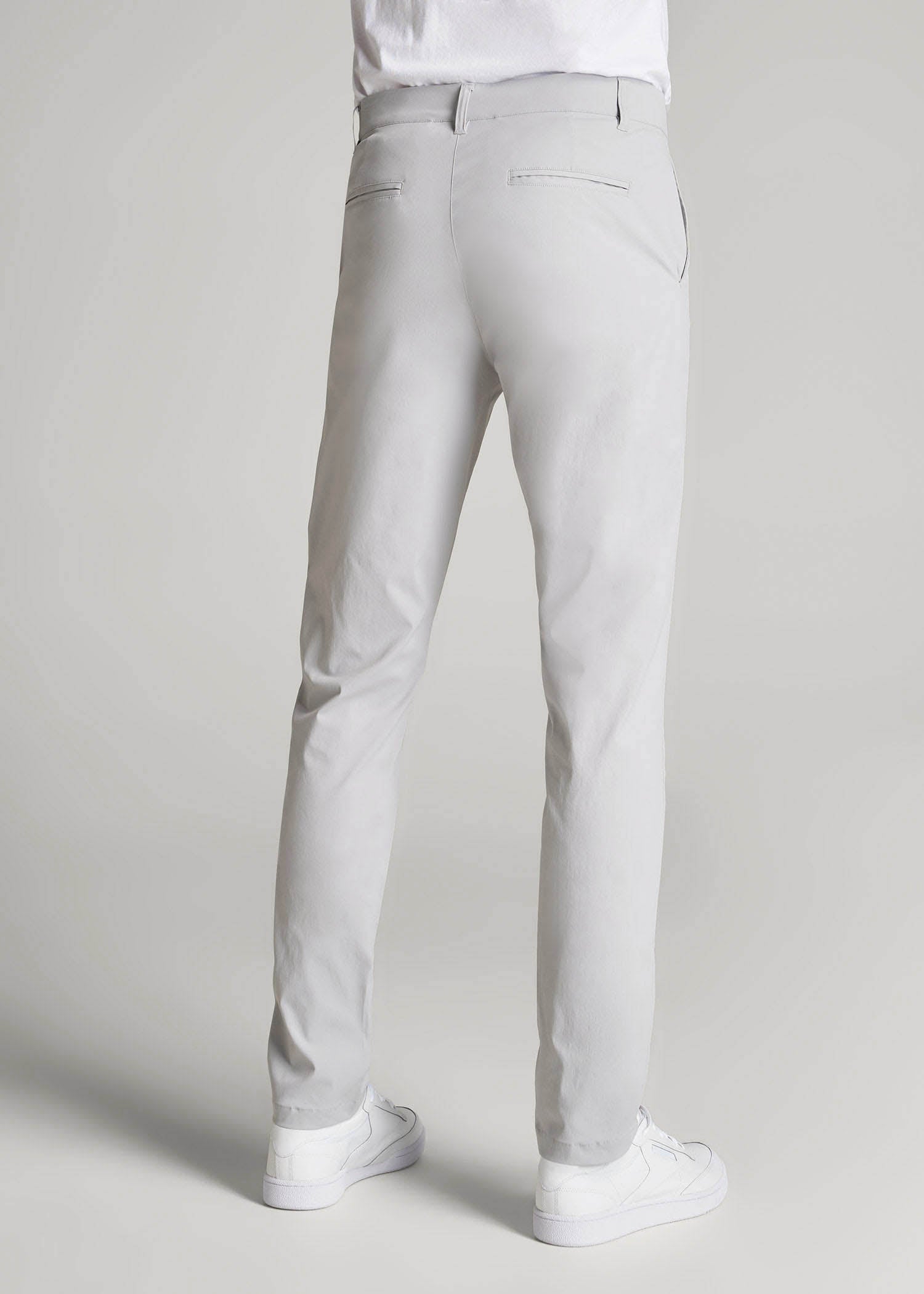 American Tall Men TAPERED FIT Traveler Chino Pants for Tall Men in Light Grey