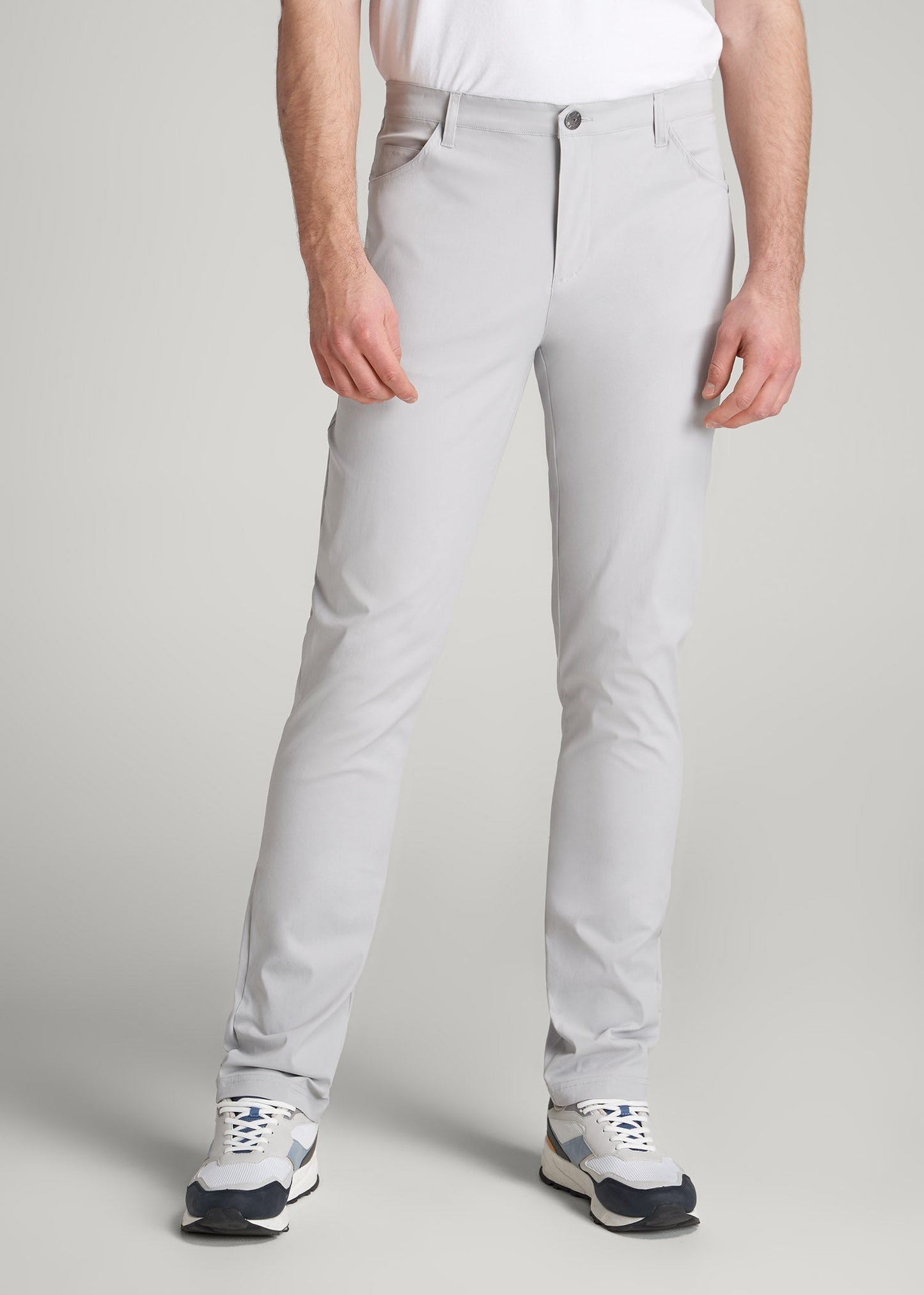 American Tall Men TAPERED-FIT Traveler Pants for Tall Men in Light Grey