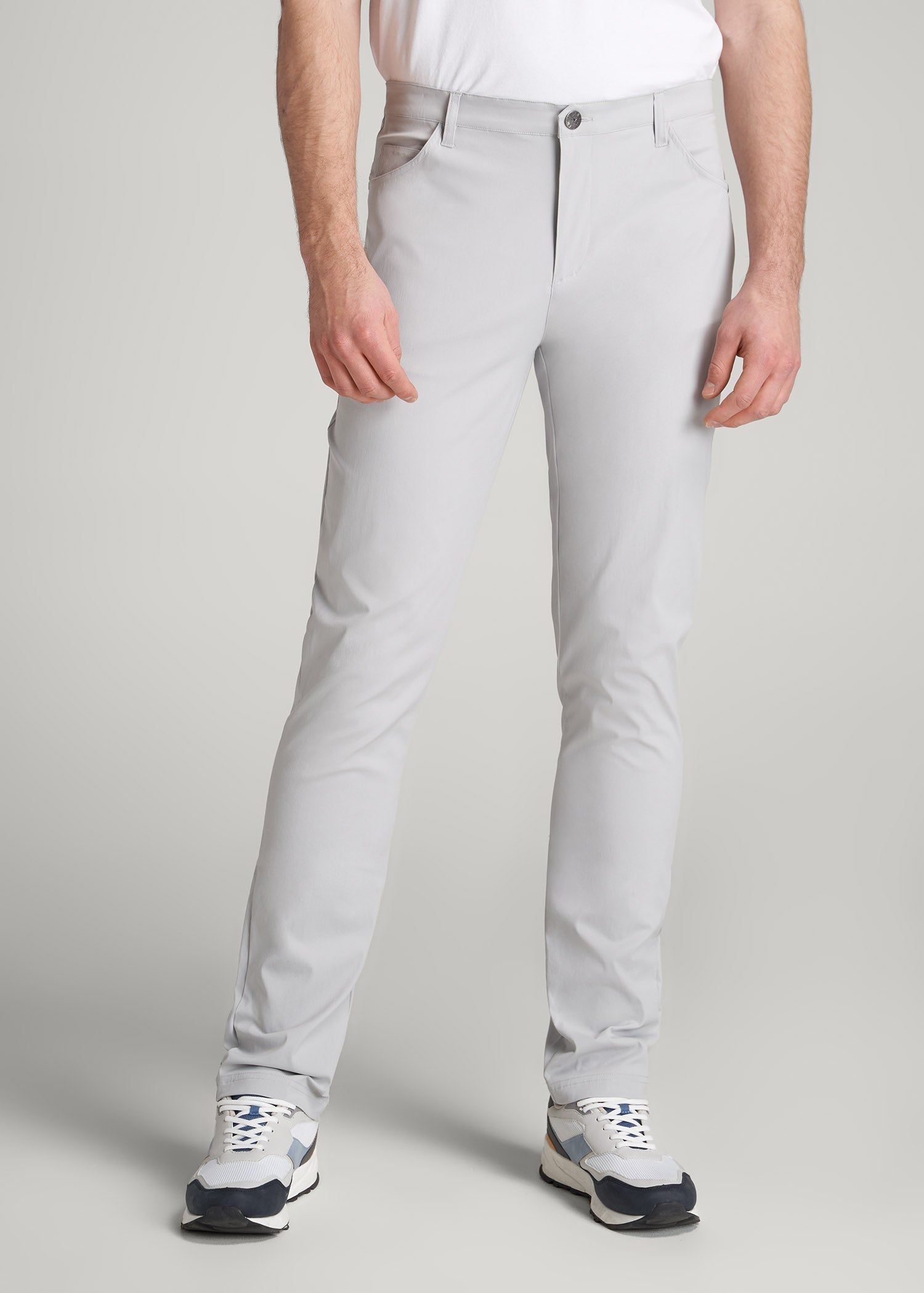 American Tall Men TAPERED-FIT Traveler Pants for Tall Men in Light Grey