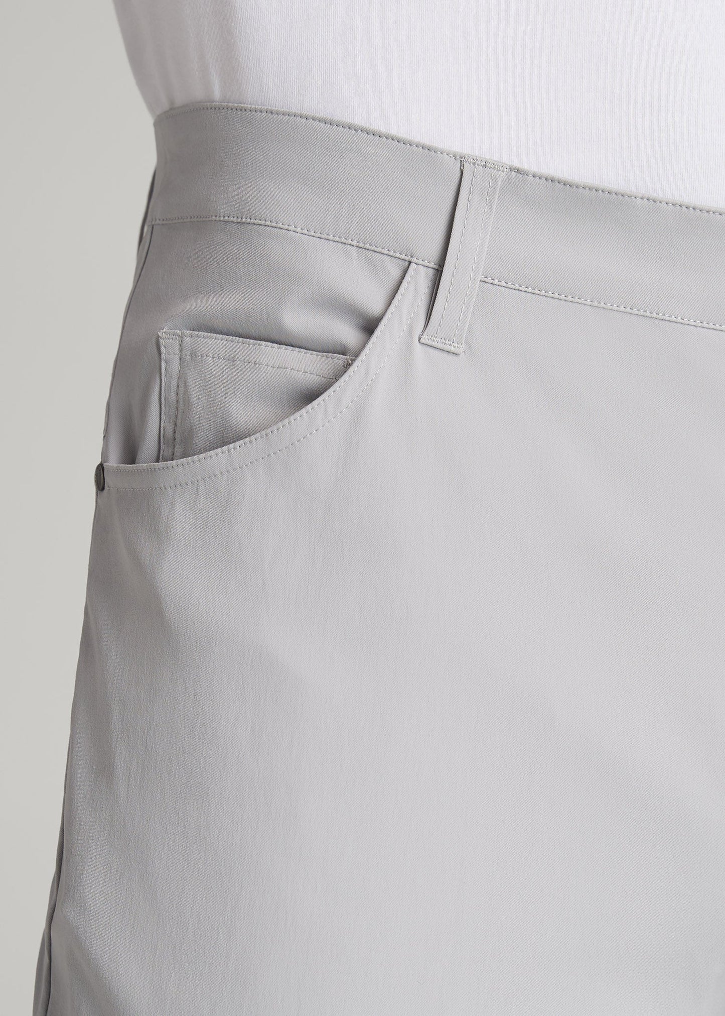 American Tall Men TAPERED-FIT Traveler Pants for Tall Men in Light Grey