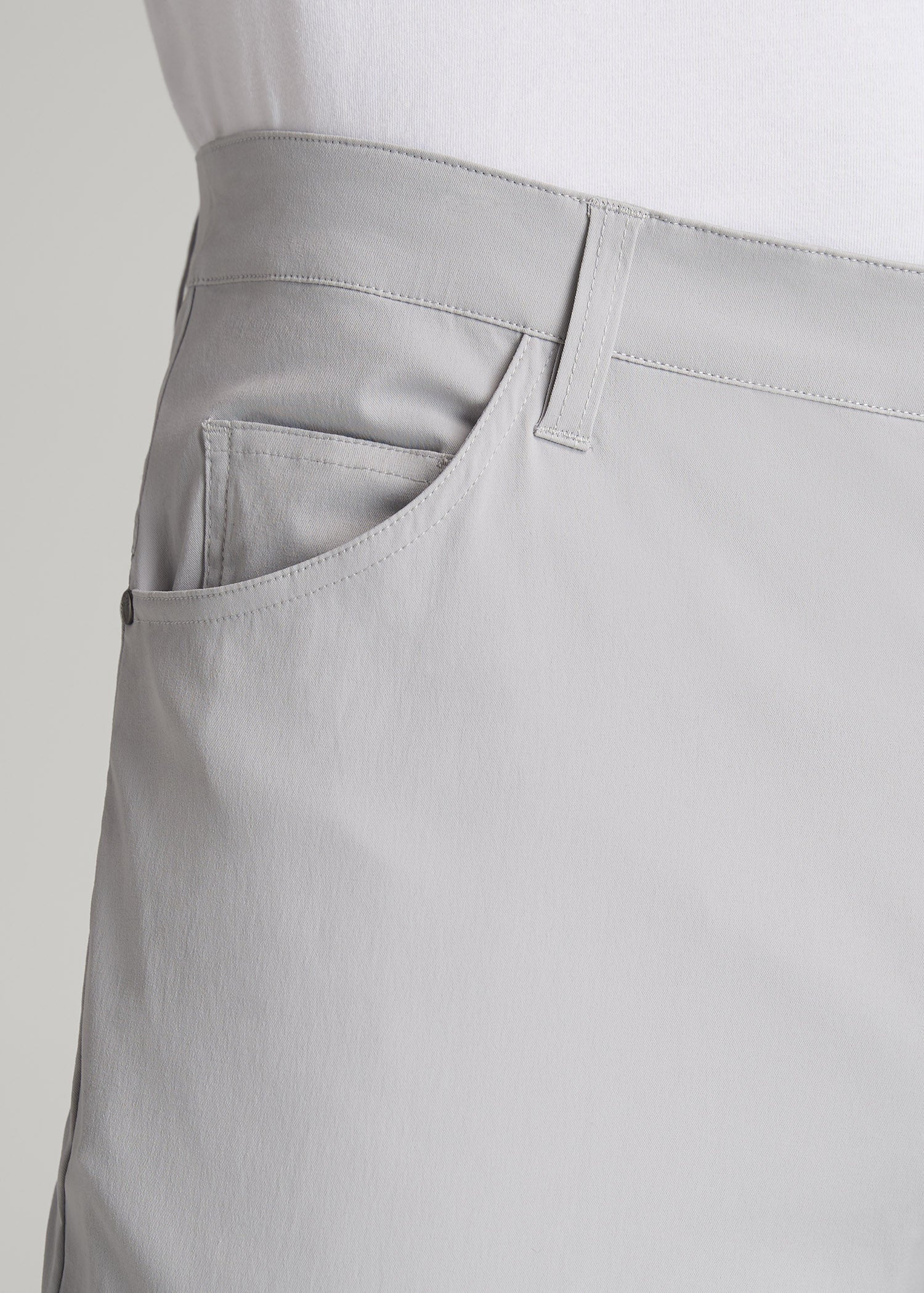 American Tall Men TAPERED-FIT Traveler Pants for Tall Men in Light Grey