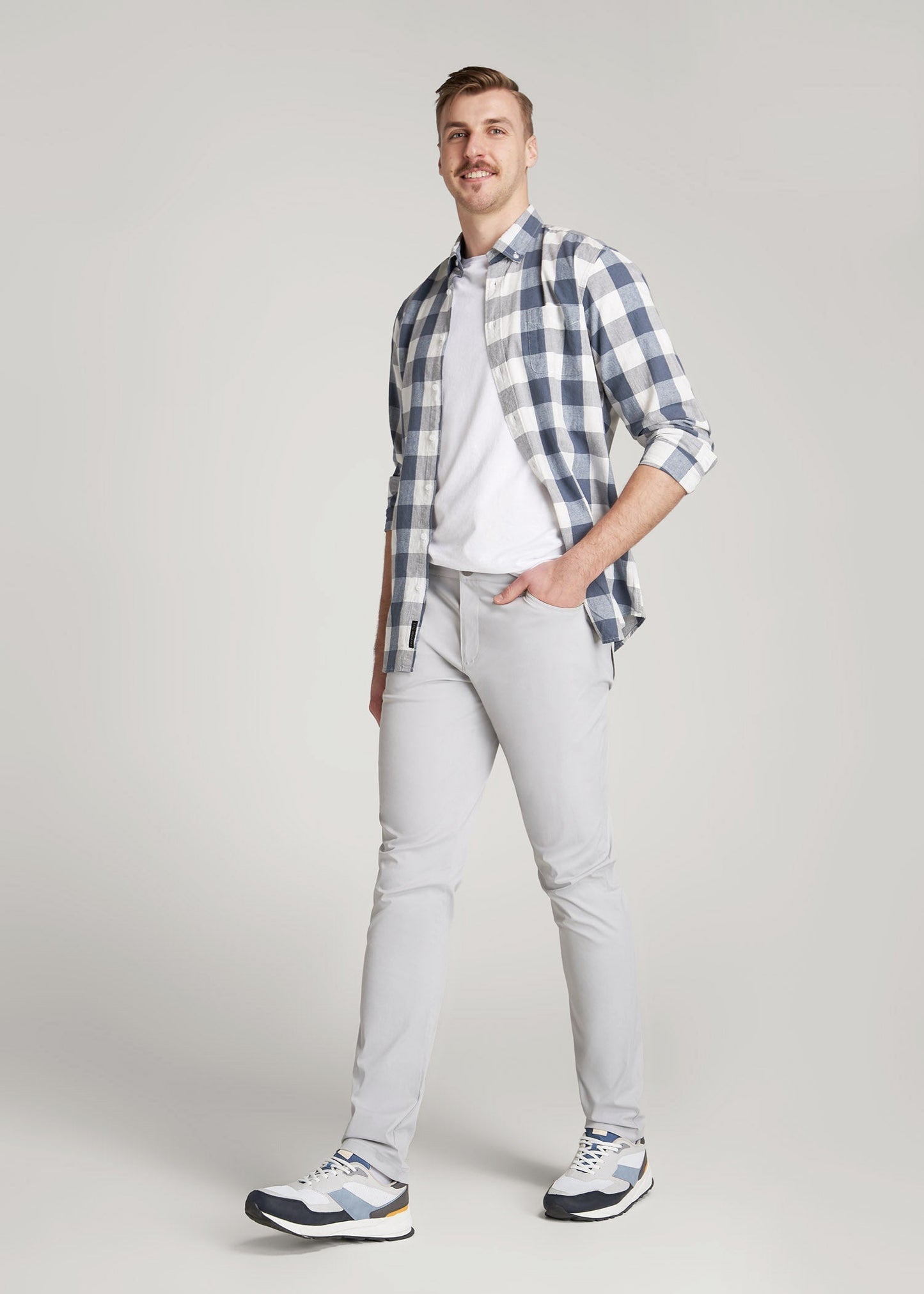 American Tall Men TAPERED-FIT Traveler Pants for Tall Men in Light Grey