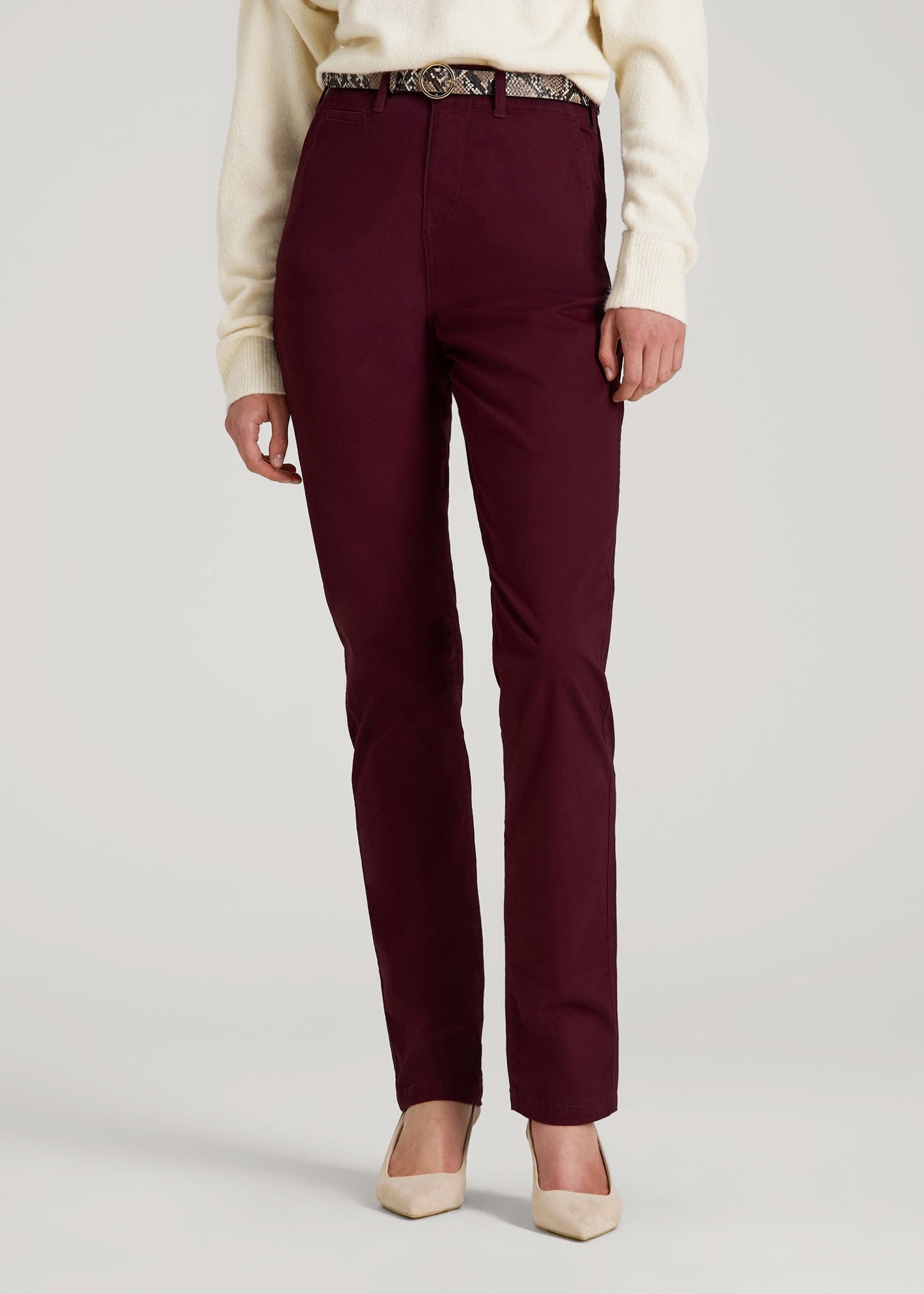 American Tall Women High Rise Tapered Chino Pants for Tall Women in Port Royale