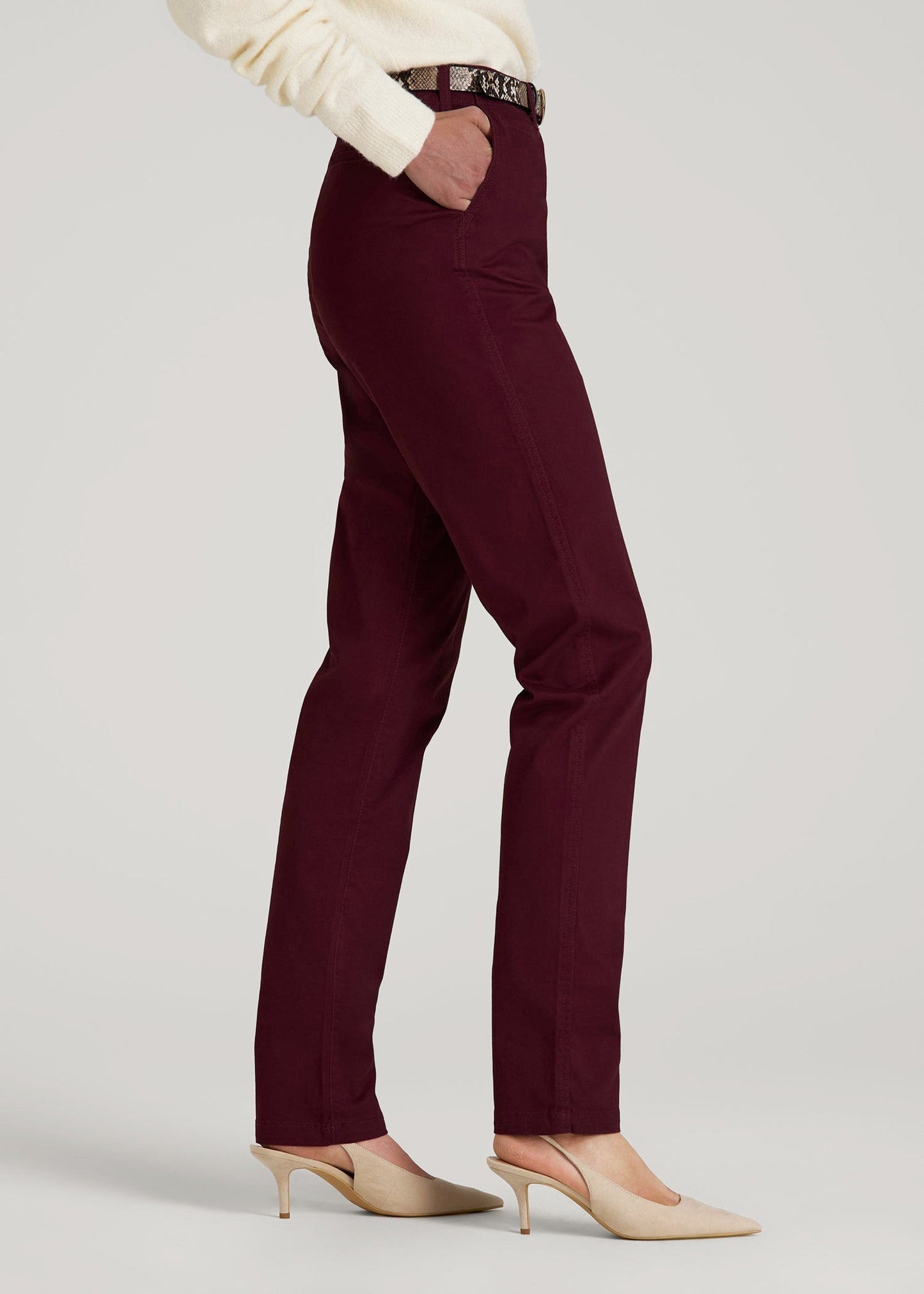 American Tall Women High Rise Tapered Chino Pants for Tall Women in Port Royale