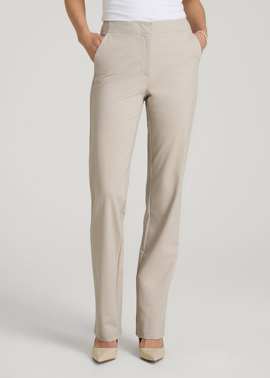 American Tall Women Freedom Flex Slim Straight Leg Dress Pants for Tall Women in Stone
