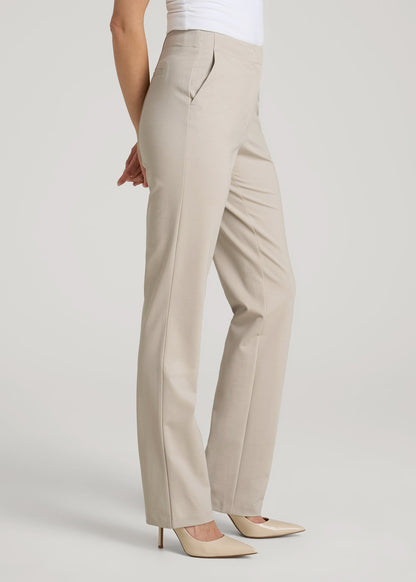 American Tall Women Freedom Flex Slim Straight Leg Dress Pants for Tall Women in Stone