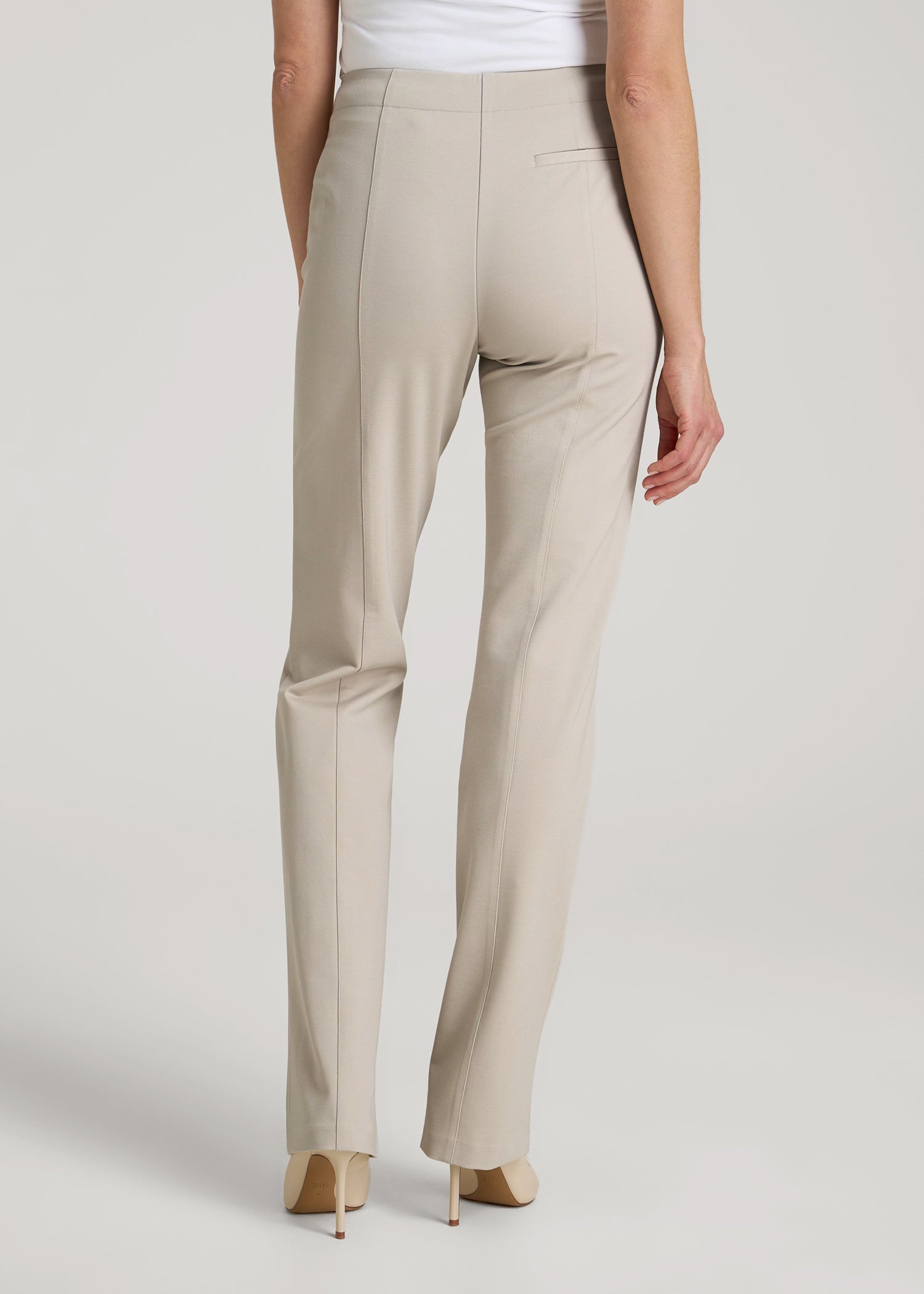 American Tall Women Freedom Flex Slim Straight Leg Dress Pants for Tall Women in Stone