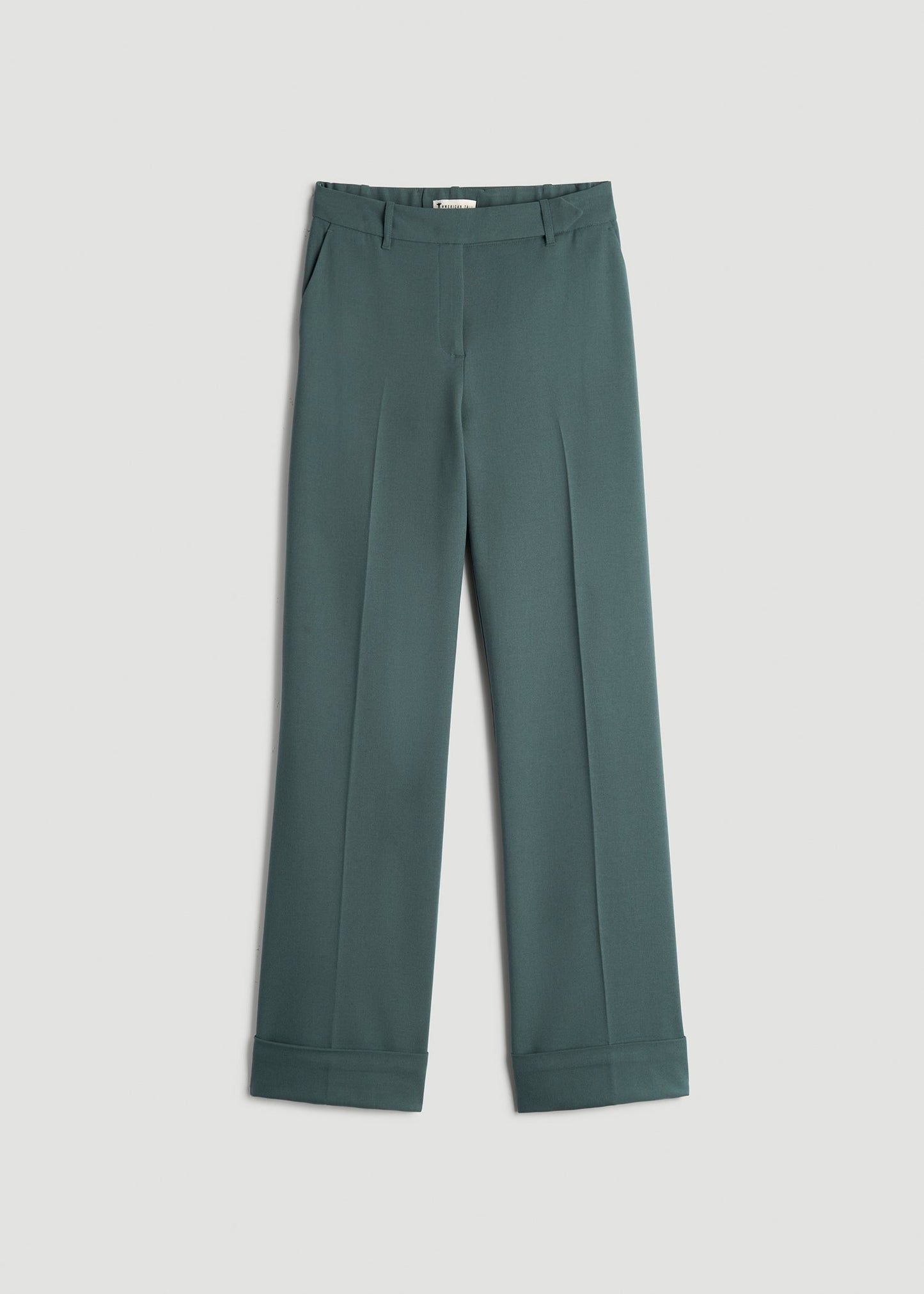 American Tall Women Wide-Leg Cuffed Pants for Tall Women in Balsam Green