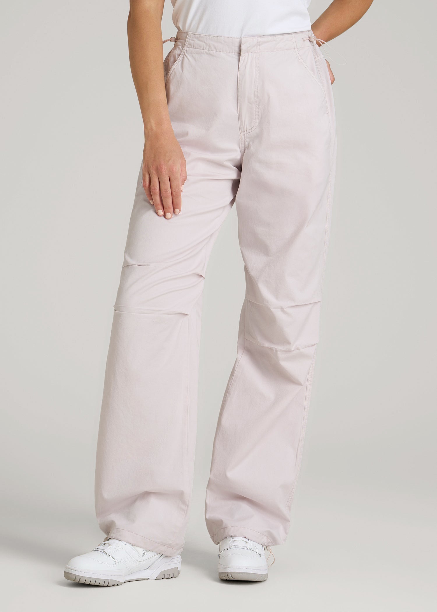 American Tall Women|Men Garment Dyed Parachute Chino Pants for Tall Women in Grey Lilac