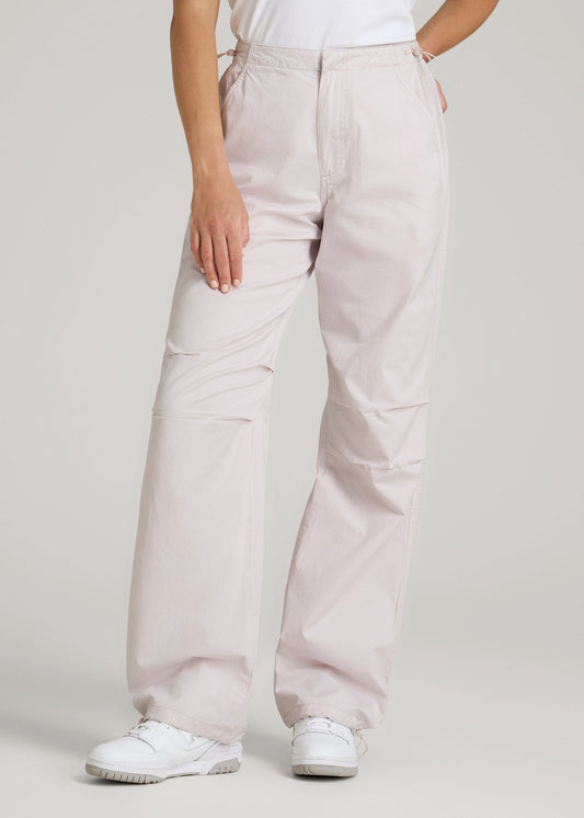 American Tall Women|Men Garment Dyed Parachute Chino Pants for Tall Women in Grey Lilac