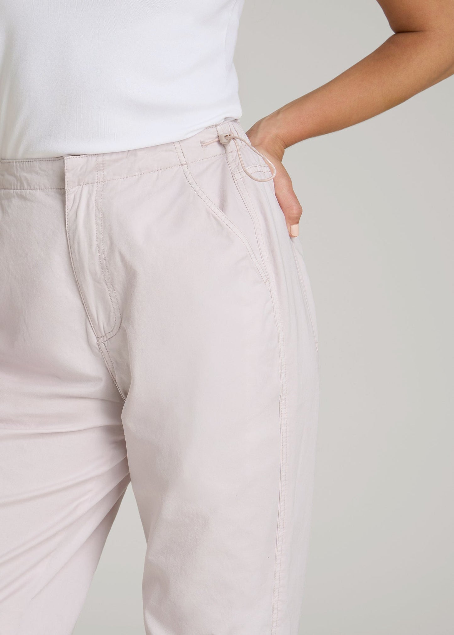 American Tall Women|Men Garment Dyed Parachute Chino Pants for Tall Women in Grey Lilac