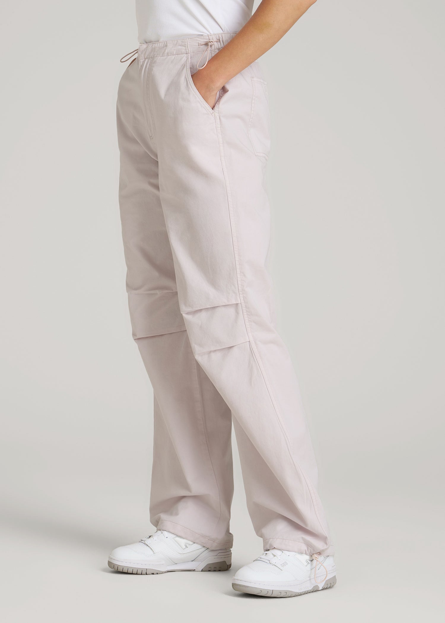 American Tall Women|Men Garment Dyed Parachute Chino Pants for Tall Women in Grey Lilac