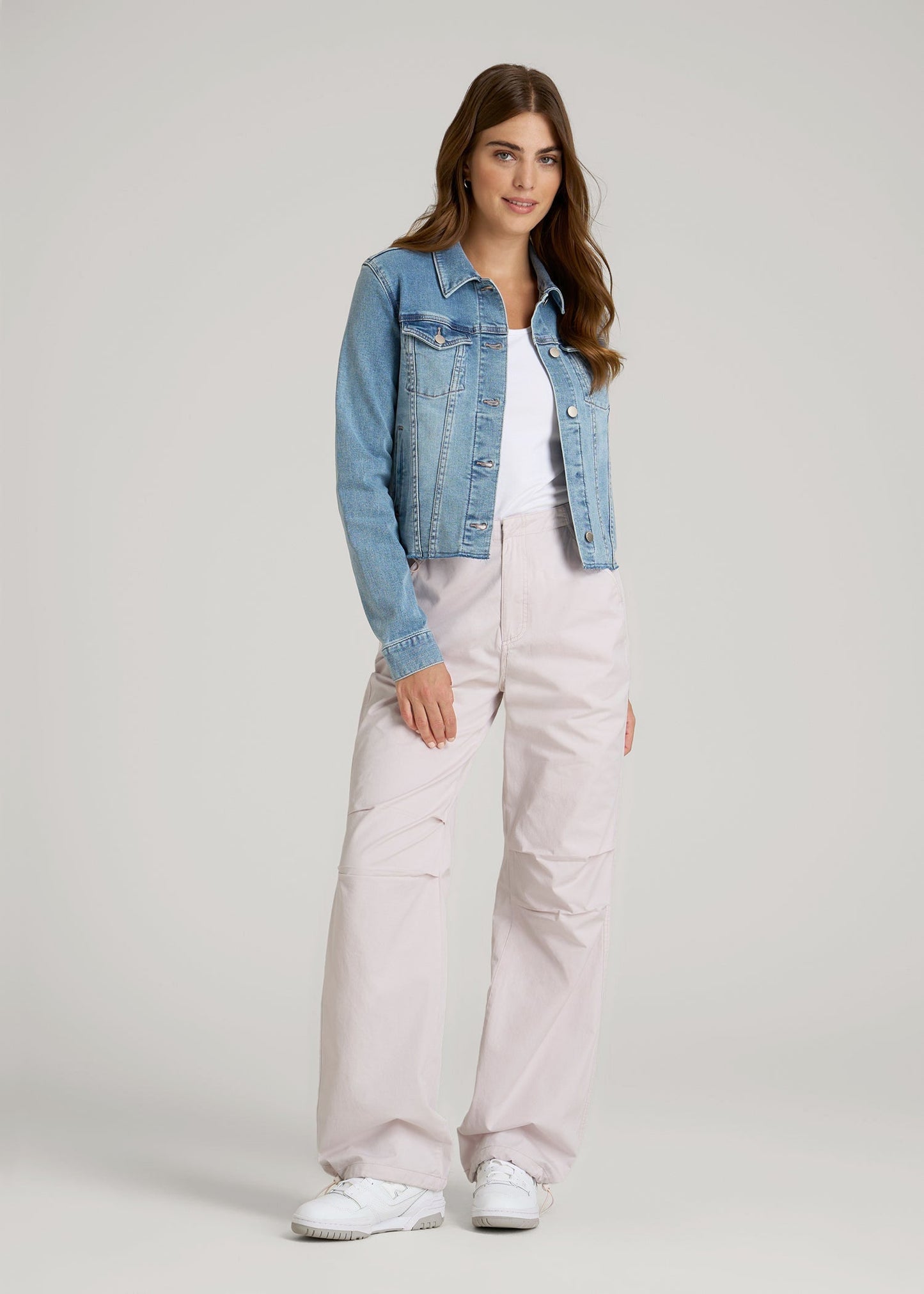 American Tall Women|Men Garment Dyed Parachute Chino Pants for Tall Women in Grey Lilac