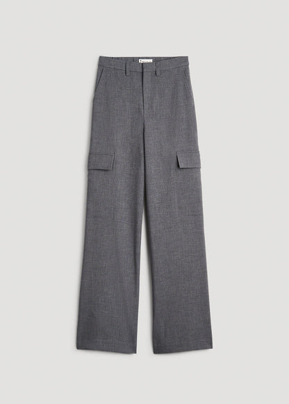 American Tall Women|Men Cargo Wide Leg Dress Pants for Tall Women in Graphic Charcoal