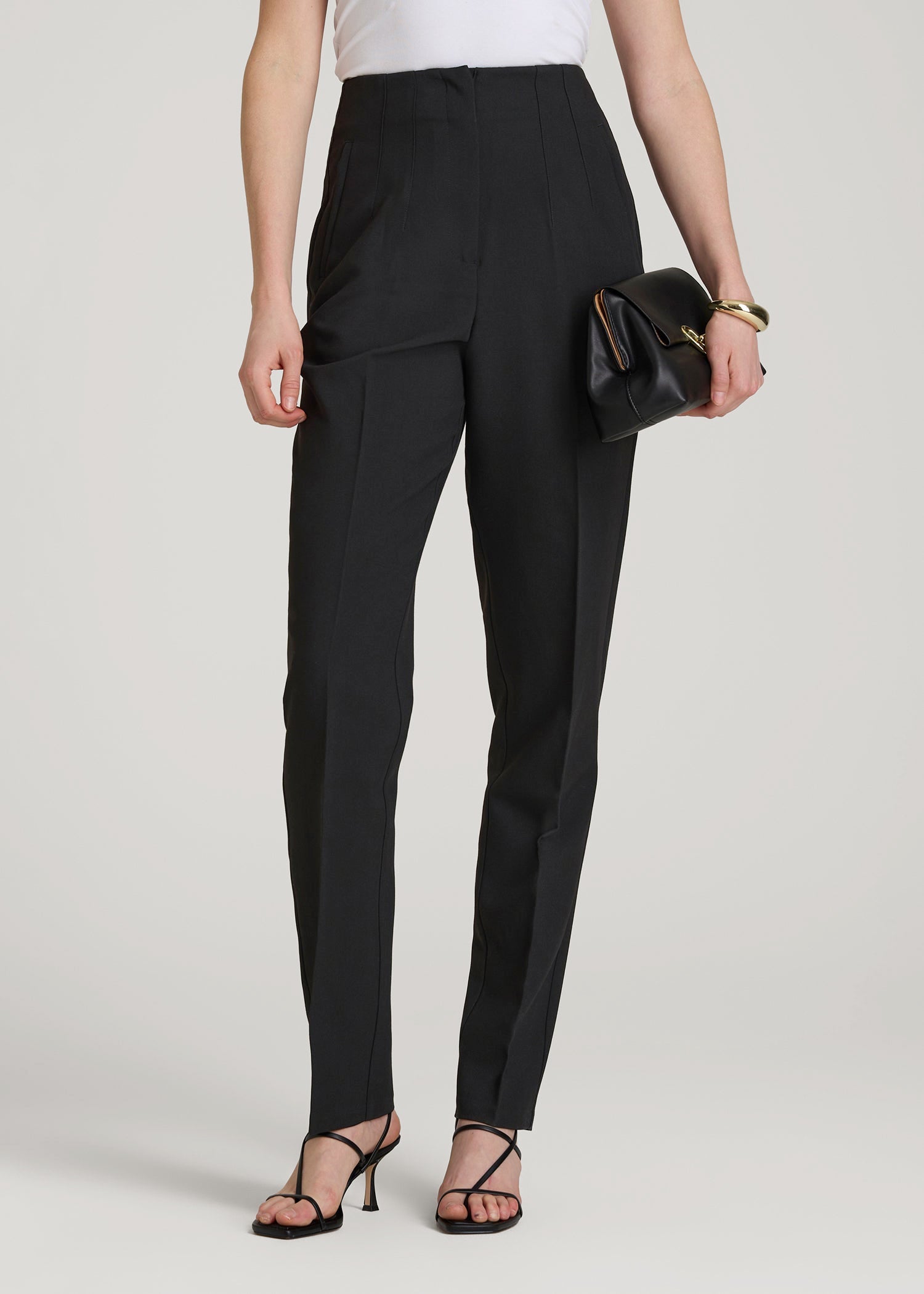 American Tall Women High Rise Pants with Darts for Tall Women in Black
