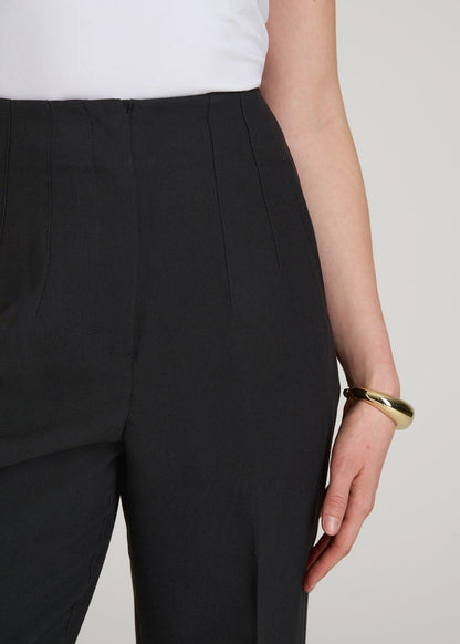 American Tall Women High Rise Pants with Darts for Tall Women in Black