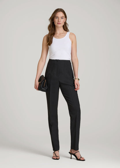 American Tall Women High Rise Pants with Darts for Tall Women in Black