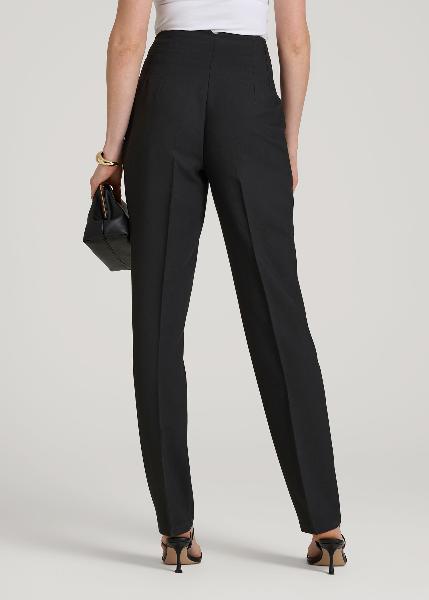 American Tall Women High Rise Pants with Darts for Tall Women in Black