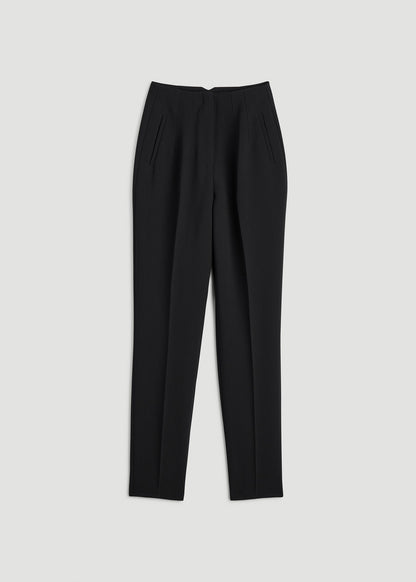 American Tall Women High Rise Pants with Darts for Tall Women in Black
