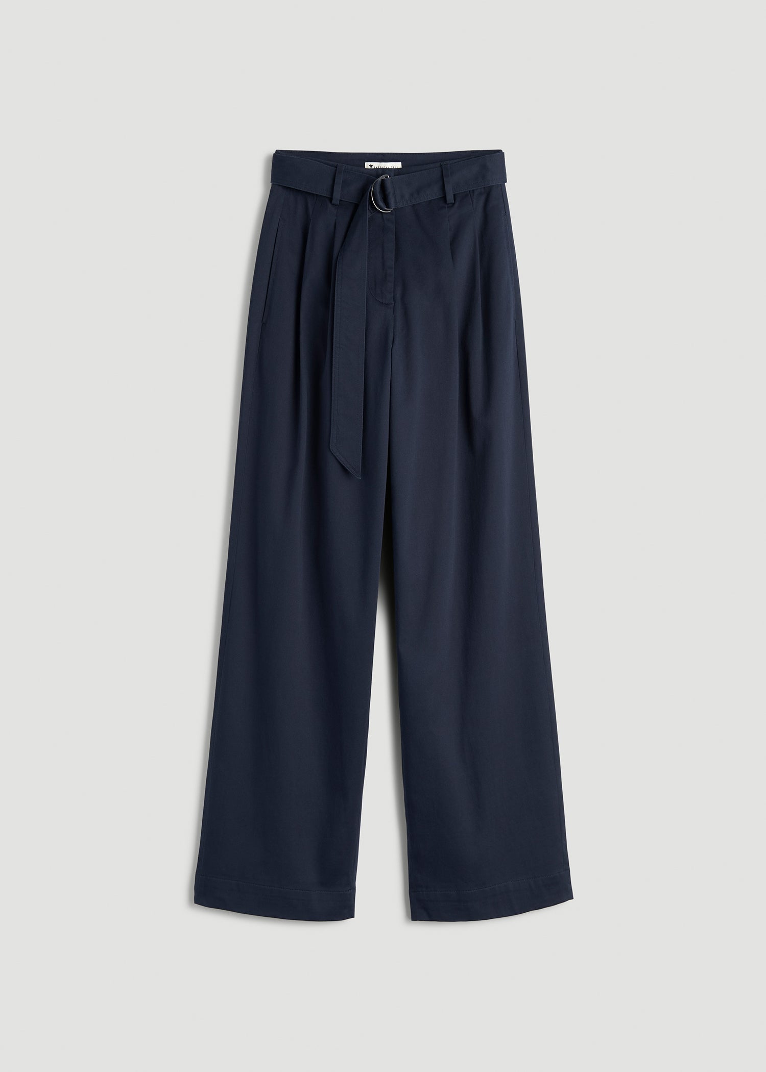 American Tall Women Pleated Wide Leg Chino With Belt for Tall Women in True Navy
