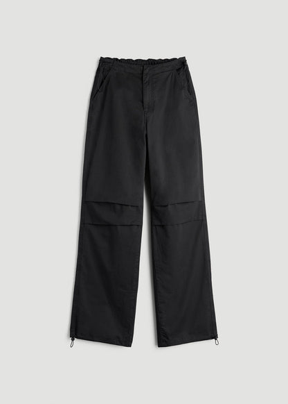 American Tall Women Garment Dyed Parachute Chino Pants for Tall Women in Vintage Black