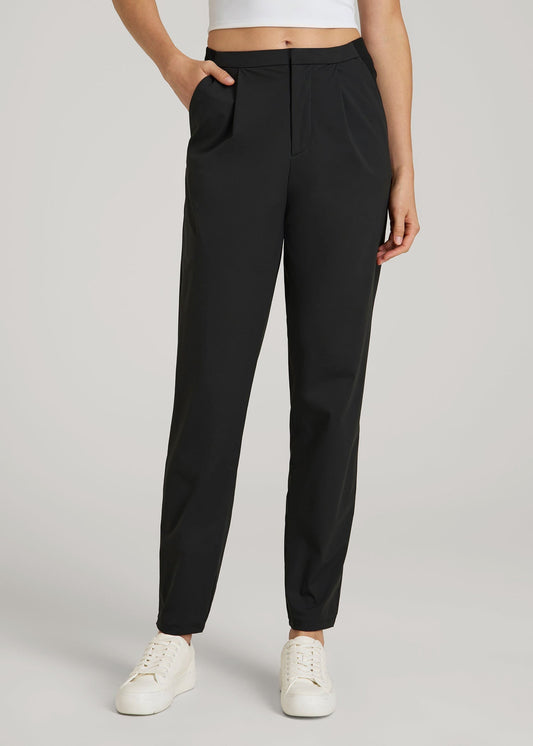 American Tall Women Commuter Pleated Jogger Pant for Tall Women in Black