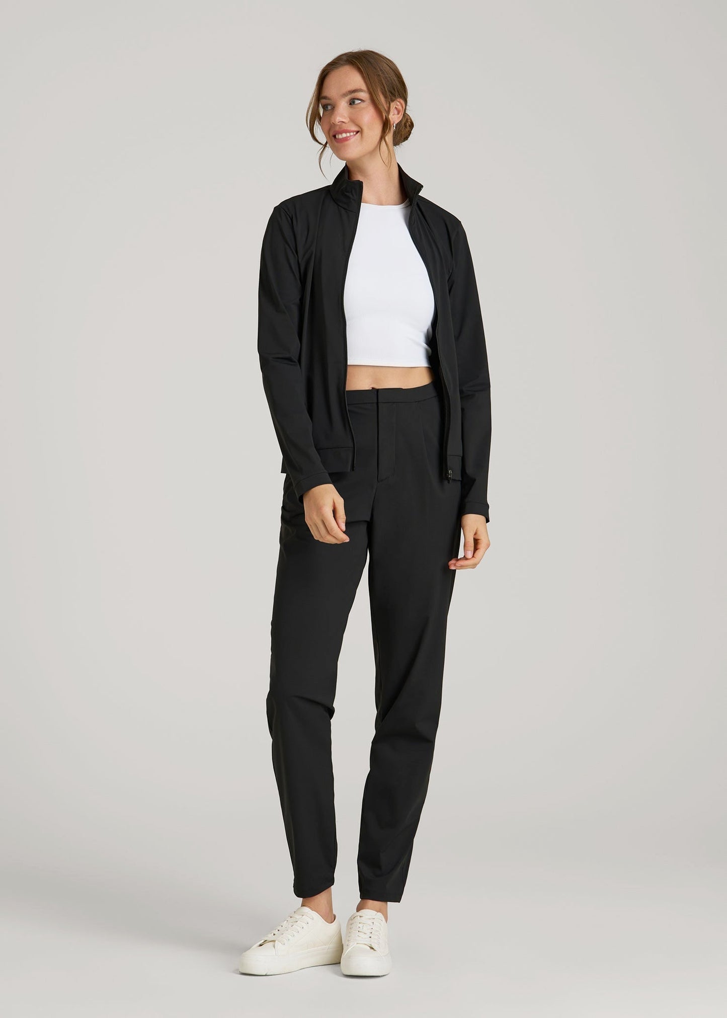 American Tall Women Commuter Pleated Jogger Pant for Tall Women in Black