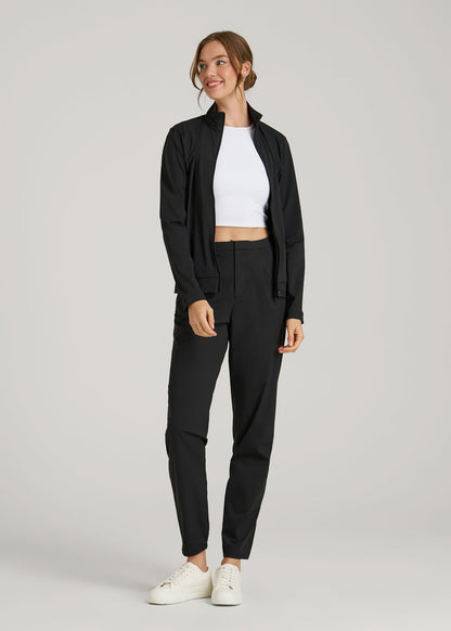 American Tall Women Commuter Pleated Jogger Pant for Tall Women in Black