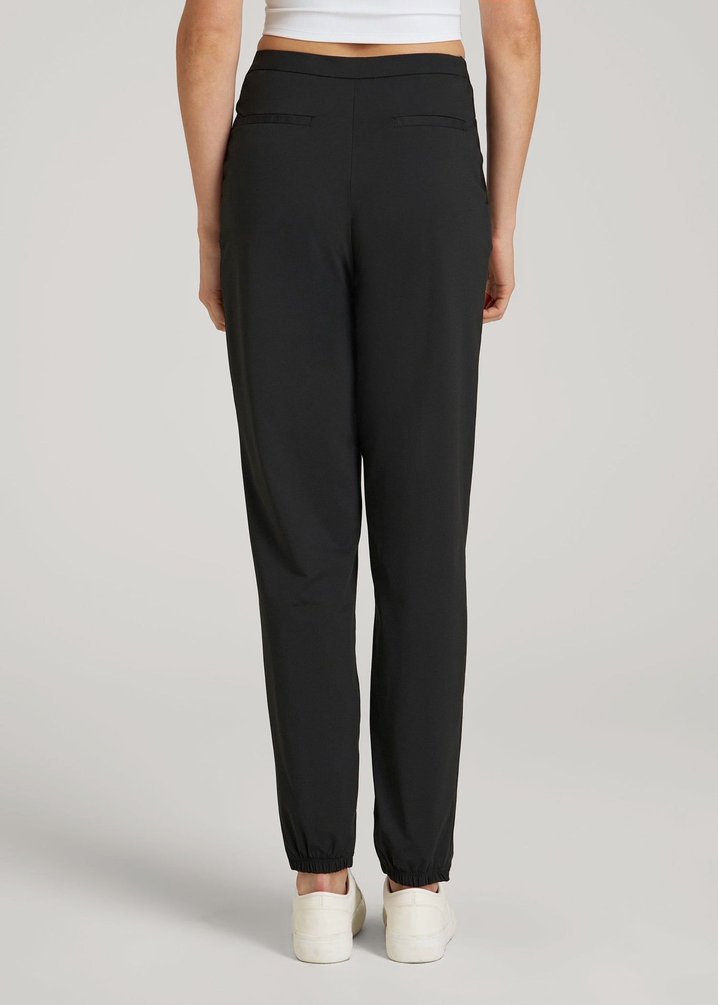 American Tall Women Commuter Pleated Jogger Pant for Tall Women in Black