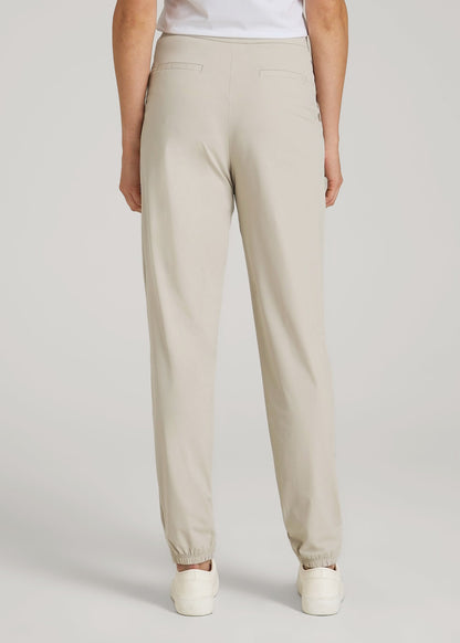 American Tall Women Commuter Pleated Jogger Pant for Tall Women in Stone