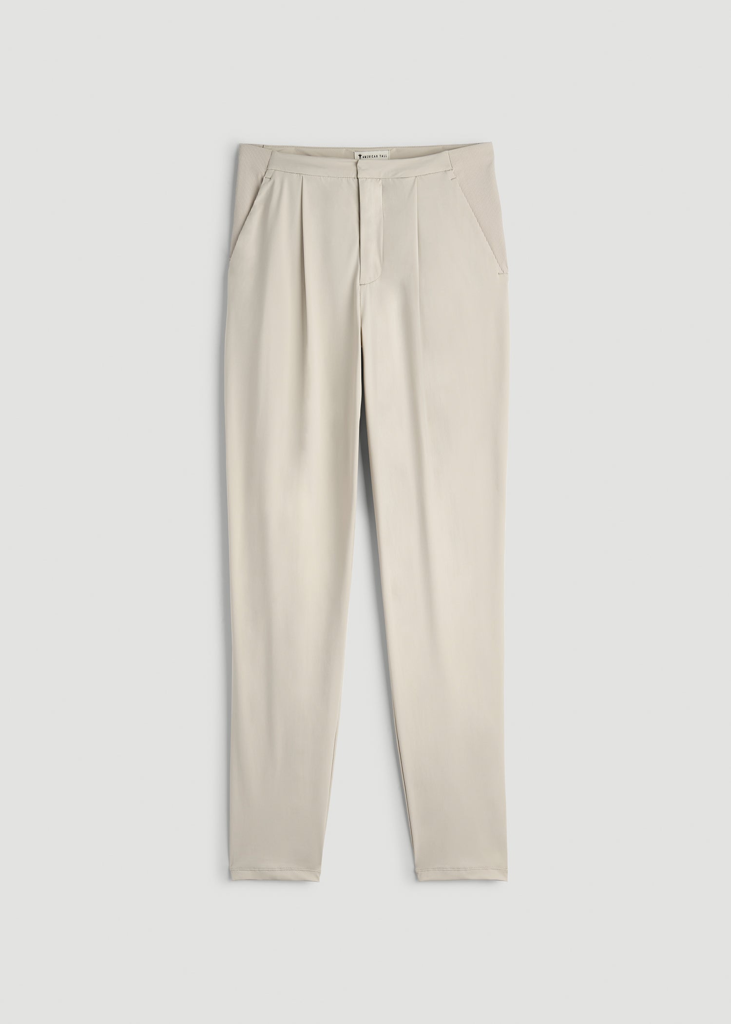 American Tall Women Commuter Pleated Jogger Pant for Tall Women in Stone