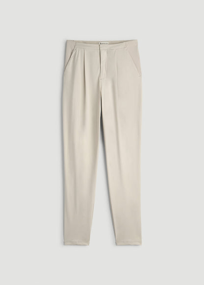 American Tall Women Commuter Pleated Jogger Pant for Tall Women in Stone