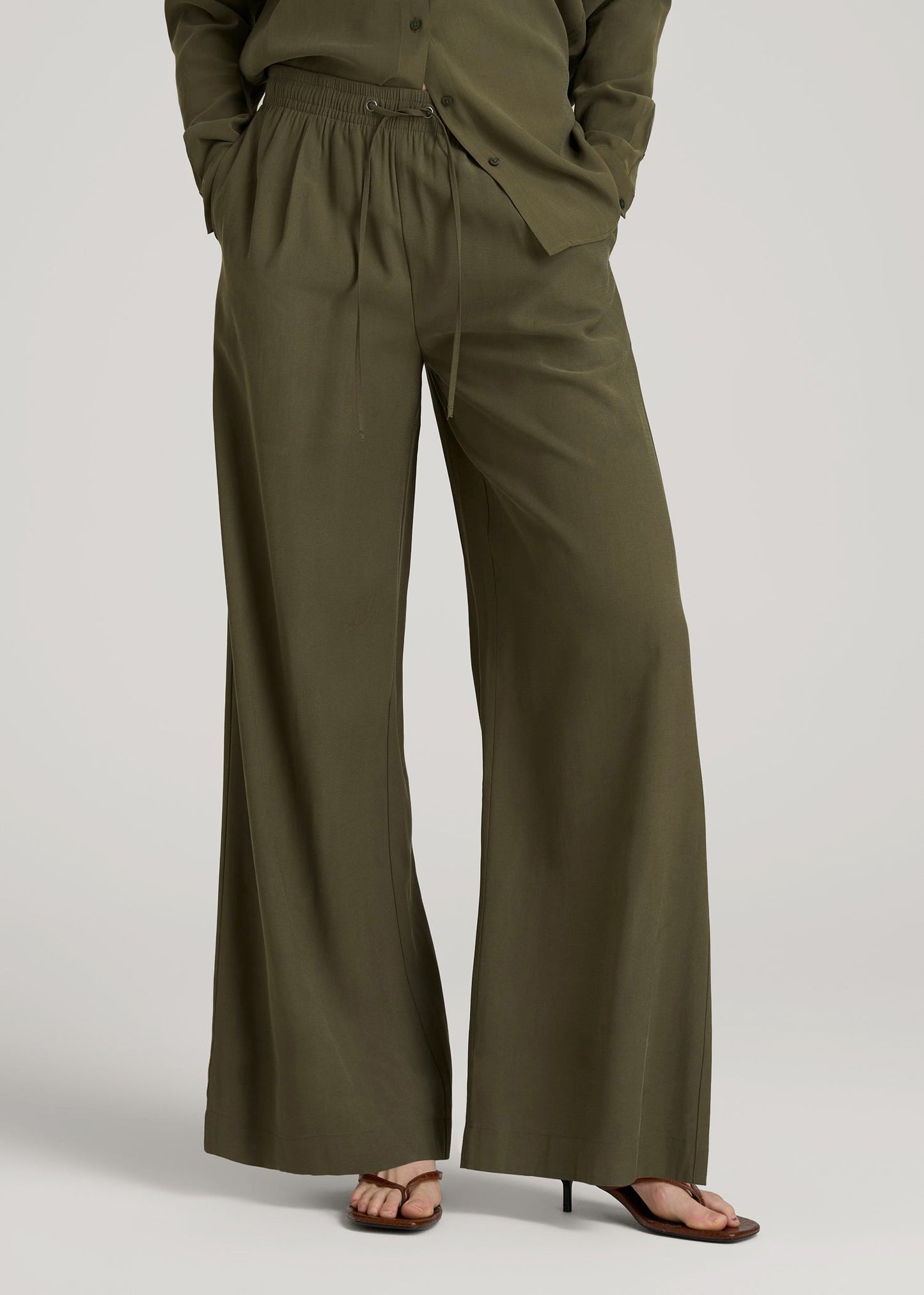 American Tall Women Relaxed Pull-On Pants for Tall Women in Forest Night