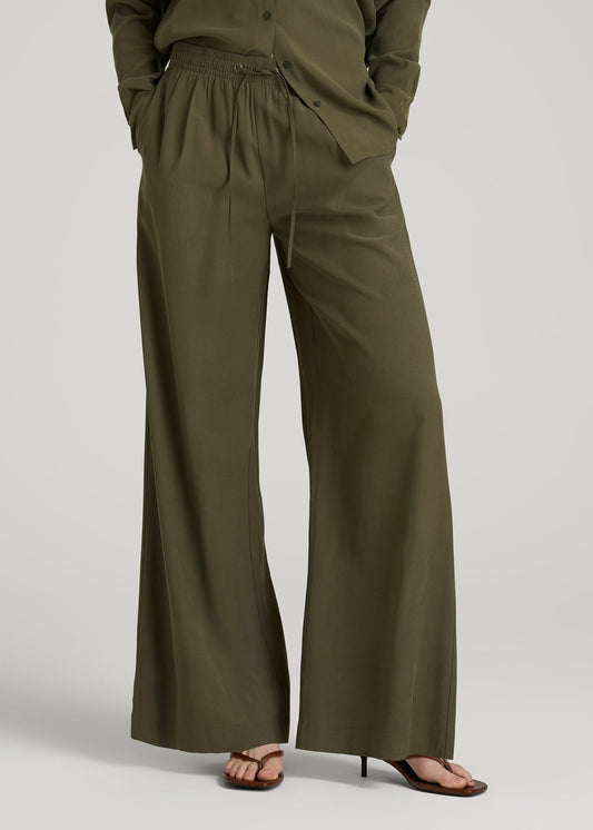 American Tall Women Relaxed Pull-On Pants for Tall Women in Forest Night